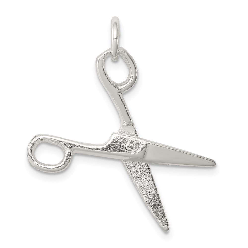 3D Moveable Sterling Silver Scissors Pendant - Black Bow for Jewelry Making