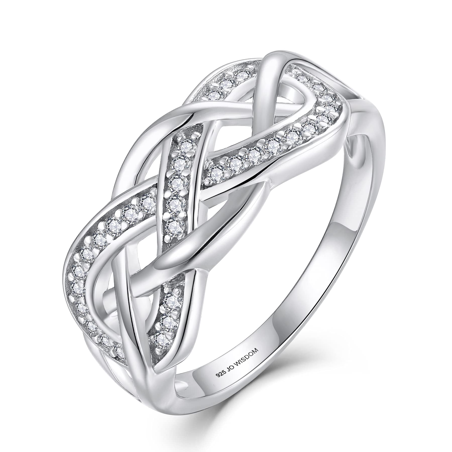 JO WISDOM Infinity Promise Ring - Sterling Silver CZ Engagement Band for Women | Wedding & Anniversary Gift