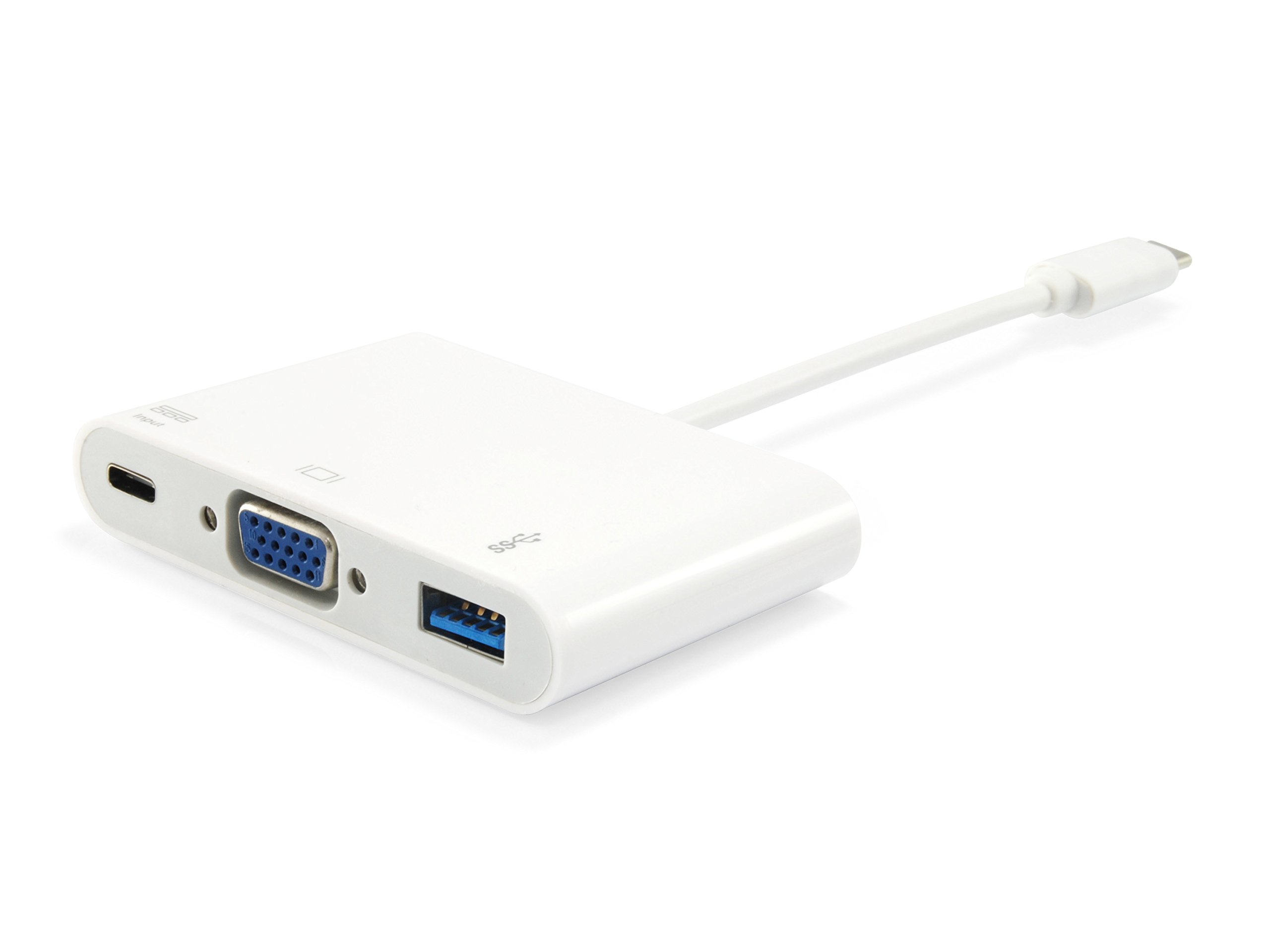 USB-C to VGA & USB-A Power Delivery Adapter - 0.15cm Compact White - Perfect for Laptop to Monitor Connection & Charging Devices