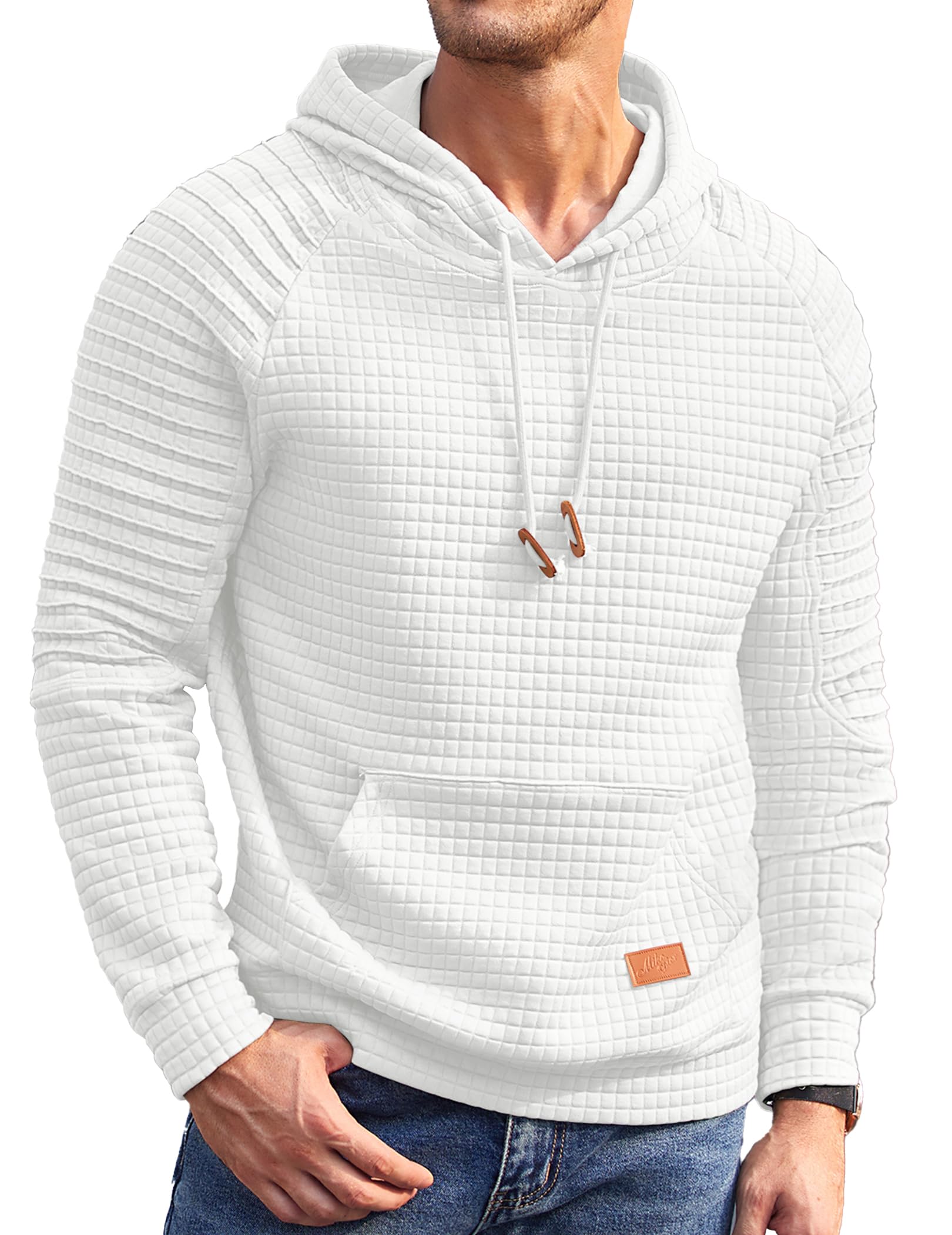 COOFANDY Men's Casual Long Sleeve Hooded Sweatshirt with Kangaroo Pocket | Waffle Knit Pullover Hoodie for Everyday Wear | Perfect for Outdoor Activities, Lounging & Street Style Fashion