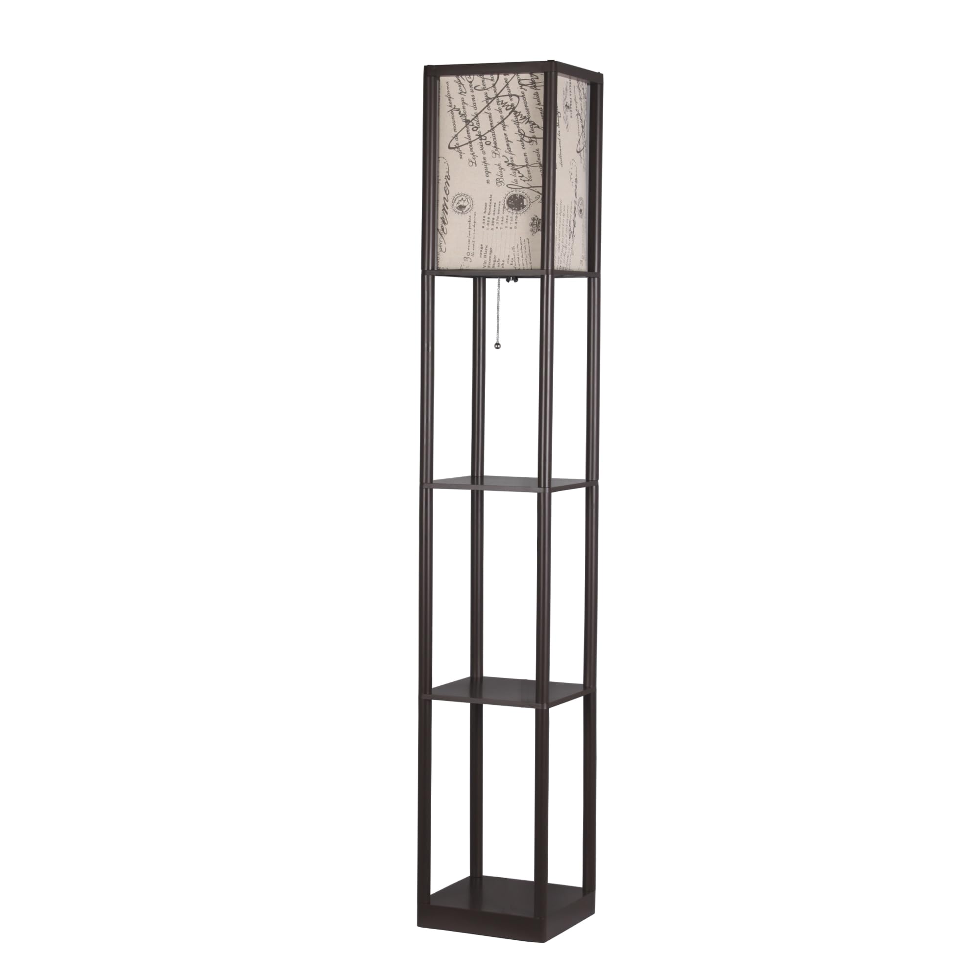 Adesso SL1162-25 Brown Script Shelf Floor Lamp - Modern Reading Light for Living Room, Bedroom & Office