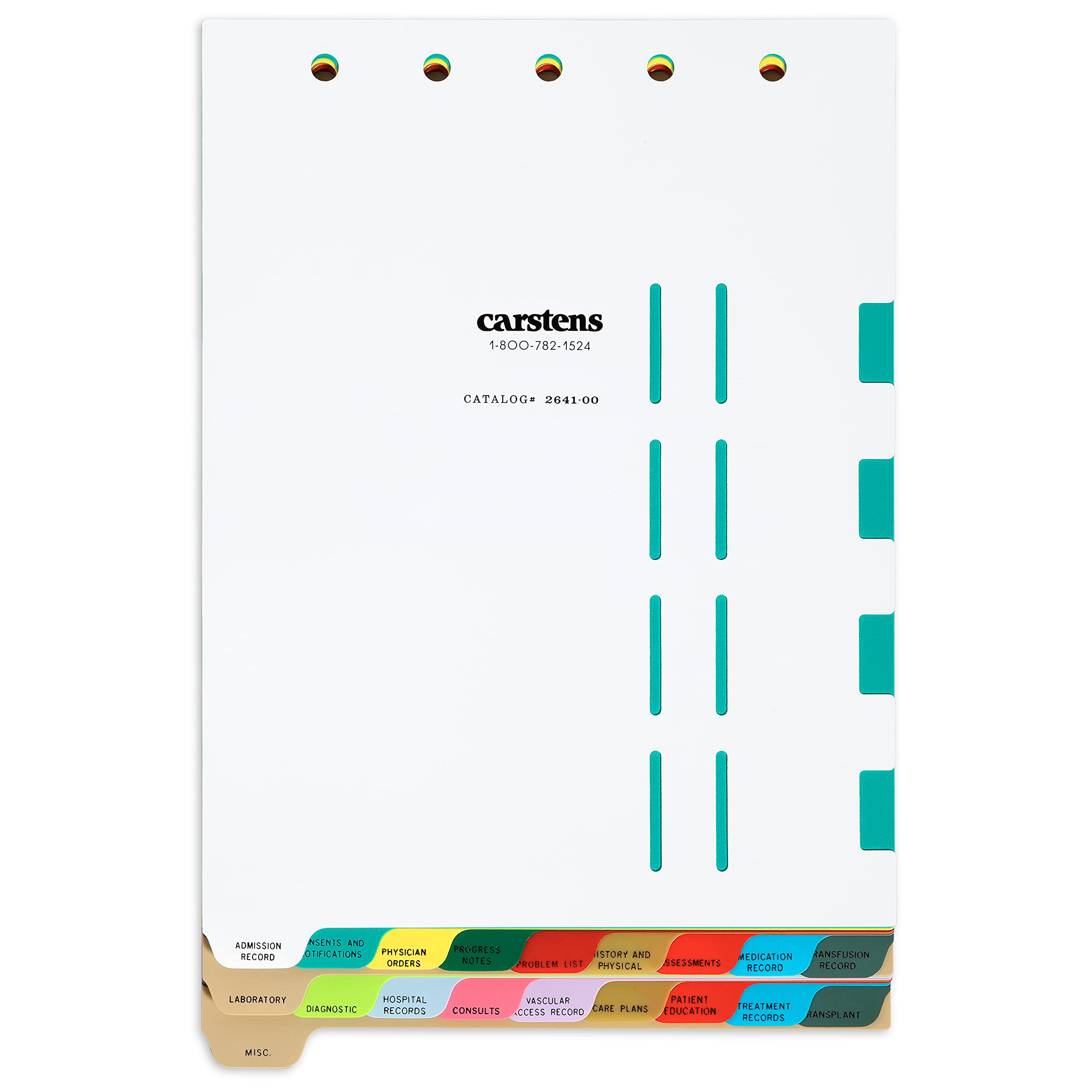 Carstens Heavy Duty Plastic Binder Dividers Set - 19-Tab Multi-Color Index Tabs with Pull Tab Die Cuts for 2-Ring, 3-Ring & 5-Ring Binders | Perfect for School, Office Organization & Document Filing