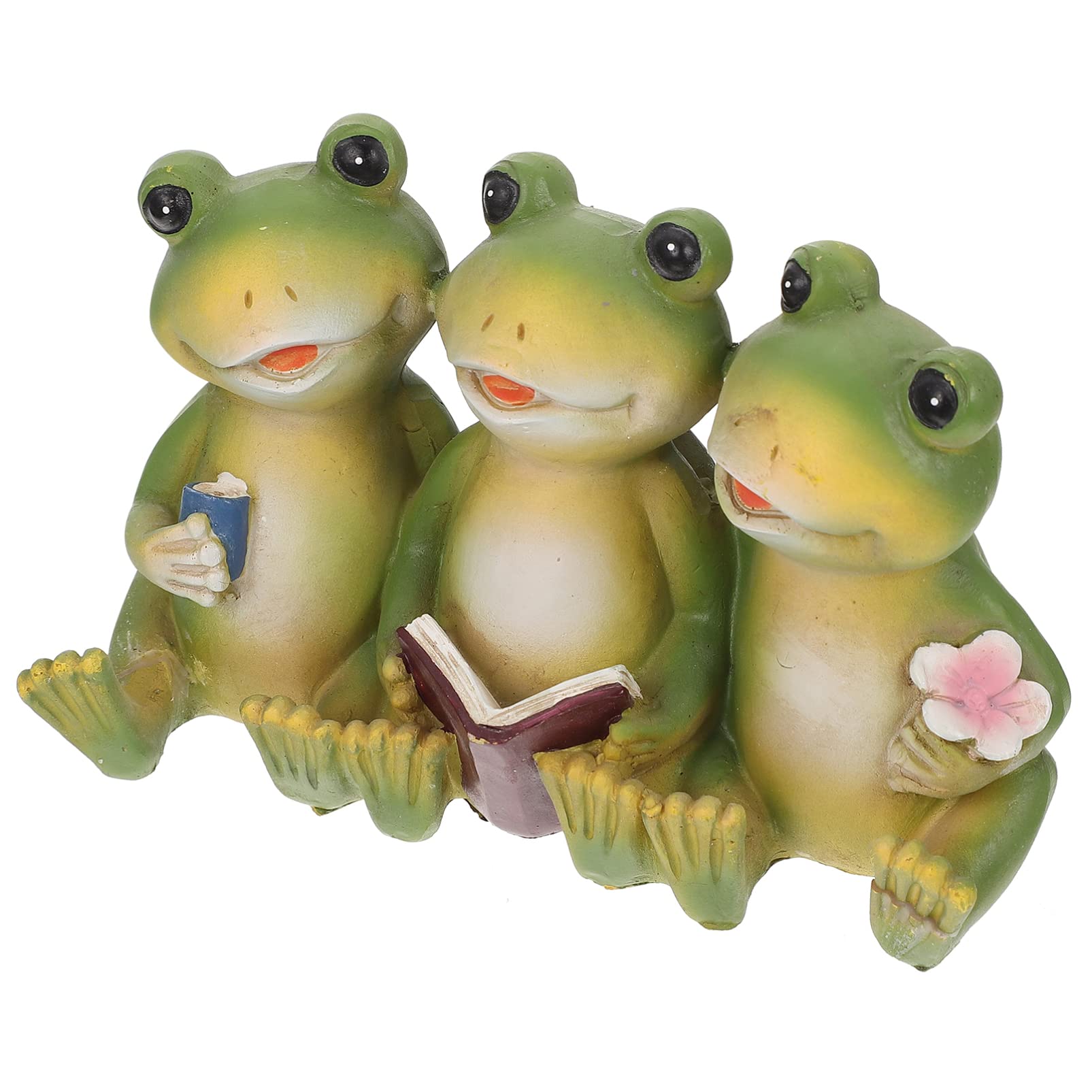 IMIKEYA Miniature Frog & Bunny Reading Book Figurine - Cute Office & Outdoor Decor for Desk, Garden, Terrarium - Perfect for Home, Bookshelf & Fairy Garden Decorations