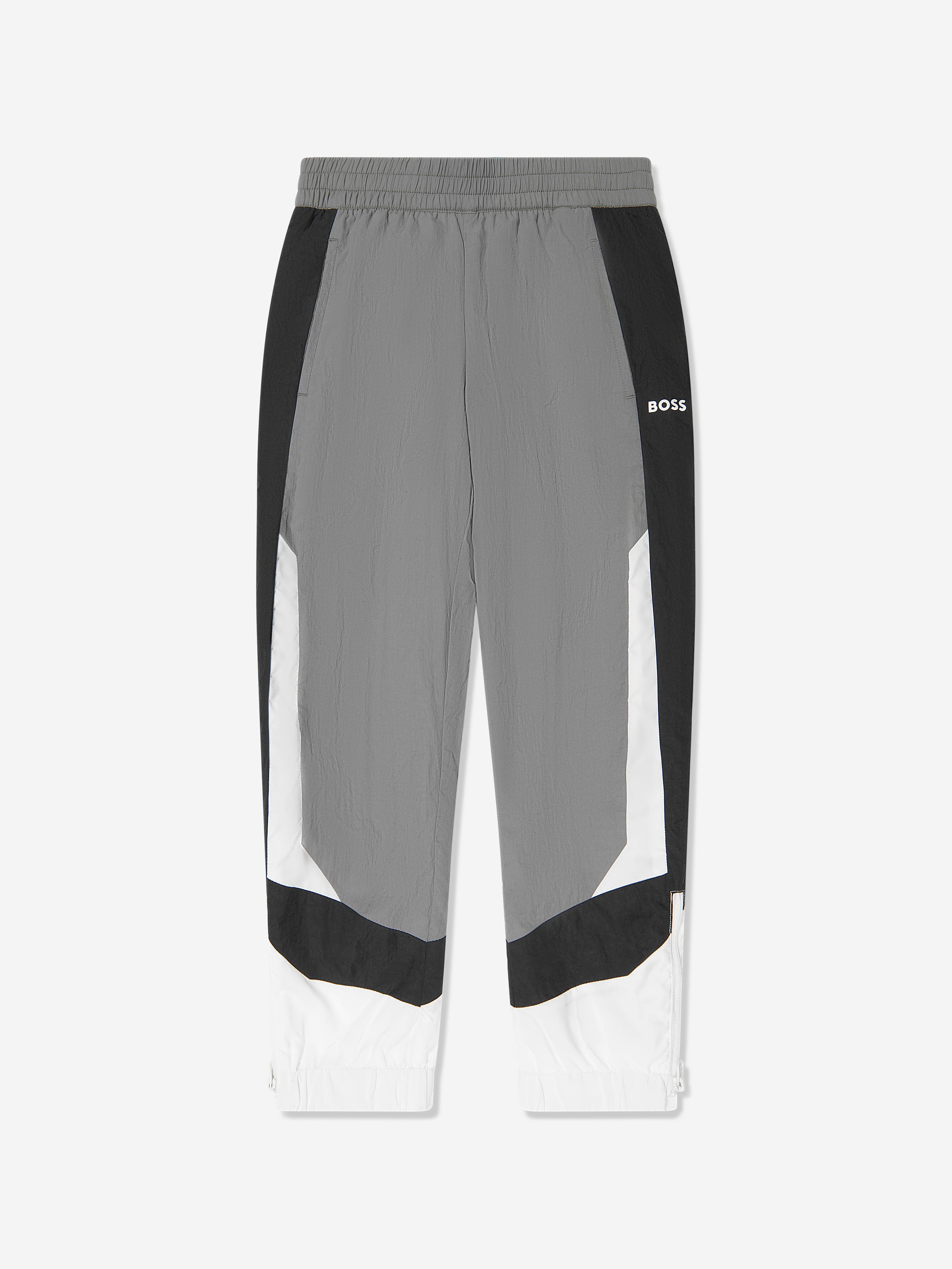 BOSS Boys' Grey Athletic Track Pants - Comfortable Jogging Pants for Running, Gym & Casual Wear - Kids' Sports Sweatpants for School & Outdoor Activities
