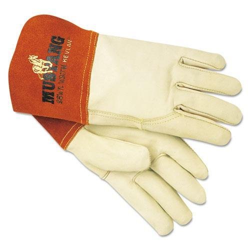 Memphis 4950M Mustang Mig/Tig Welding Gloves - Medium Size, Tan Color, 12 Pairs Pack - Heat & Spark Resistant for Metal Fabrication, Automotive Repair & DIY Welding Projects