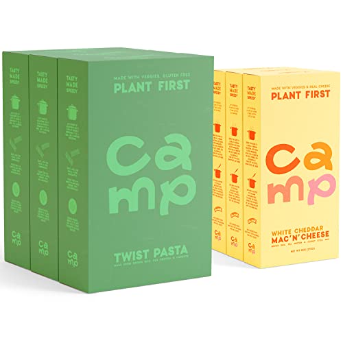Organic Vegan Pasta - Gluten Free Brown Rice Mac'n'Cheese with White Cheddar Flavor | Non-GMO Pea Protein & Carrots | 9g Protein per Serving (6 Pack x 6oz) | Perfect for Camping, School Lunches & Quick Vegan Meals