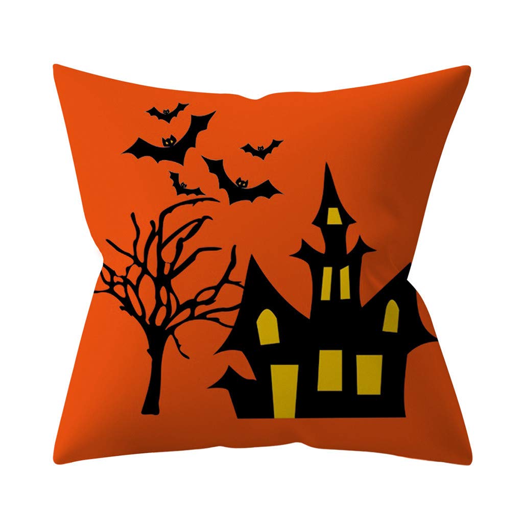 Veepola 18x18 Inch Halloween Pumpkin Throw Pillow Cover - Spooky Fall Decor for Sofa, Bed, Car & Home - Decorative Cushion Case for Autumn, Thanksgiving & Halloween Season