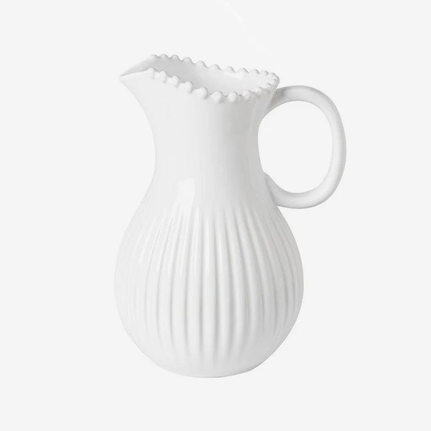Costa Nova Pearl White Pitcher - Elegant Ceramic Water Pitcher for Kitchen, Dining Table & Home Decor - Perfect for Iced Tea, Lemonade & Entertaining Guests