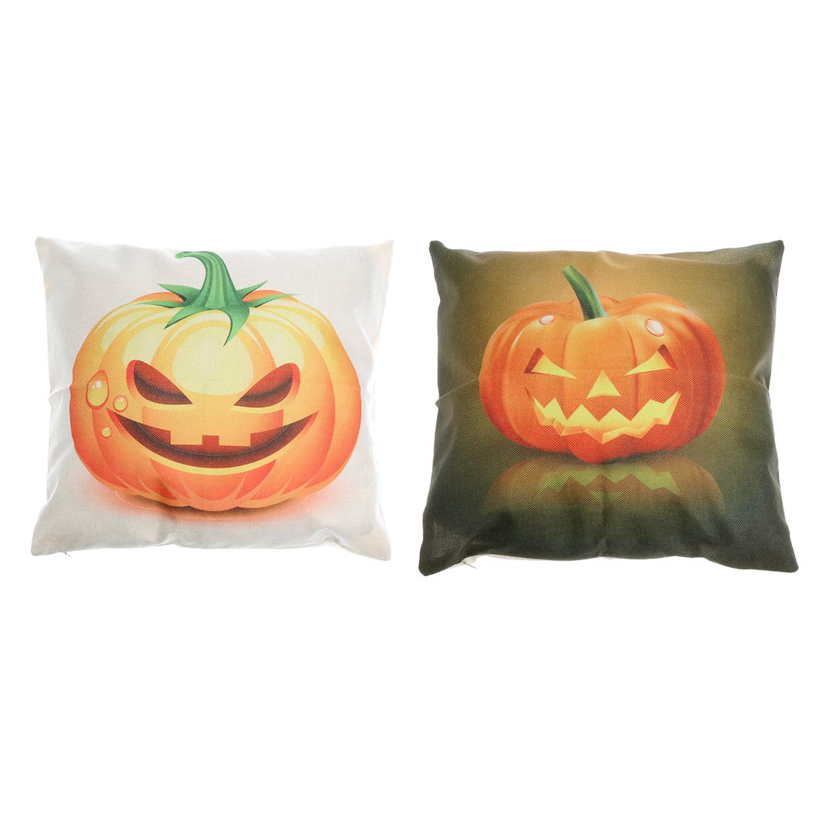 ARTIBETTER 2 Pack Halloween Linen Pillow Covers - 18x18 Inch Square Pumpkin Lamp Pattern Throw Pillow Cases for Sofa, Bed, Car Decor (Pillow Insert Not Included) | Fall Home Decor & Seasonal Cushion Covers