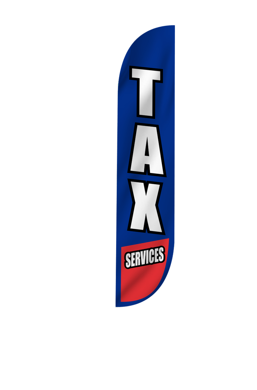 Professional Tax Services Feather Flag - Blue & Red Custom Printed Banner for Business Advertising & Outdoor Events