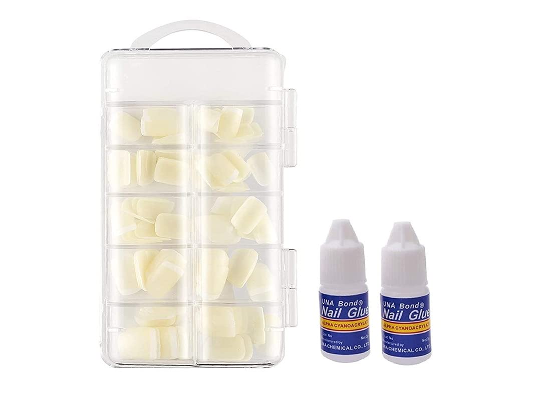 Premium RECTYO GALLERY Acrylic Artificial Nails Set - 100pcs Fake Nails with 2 Tubes of Strong Nail Glue (3g Each) for Salon Quality Manicures at Home, Parties & Special Occasions