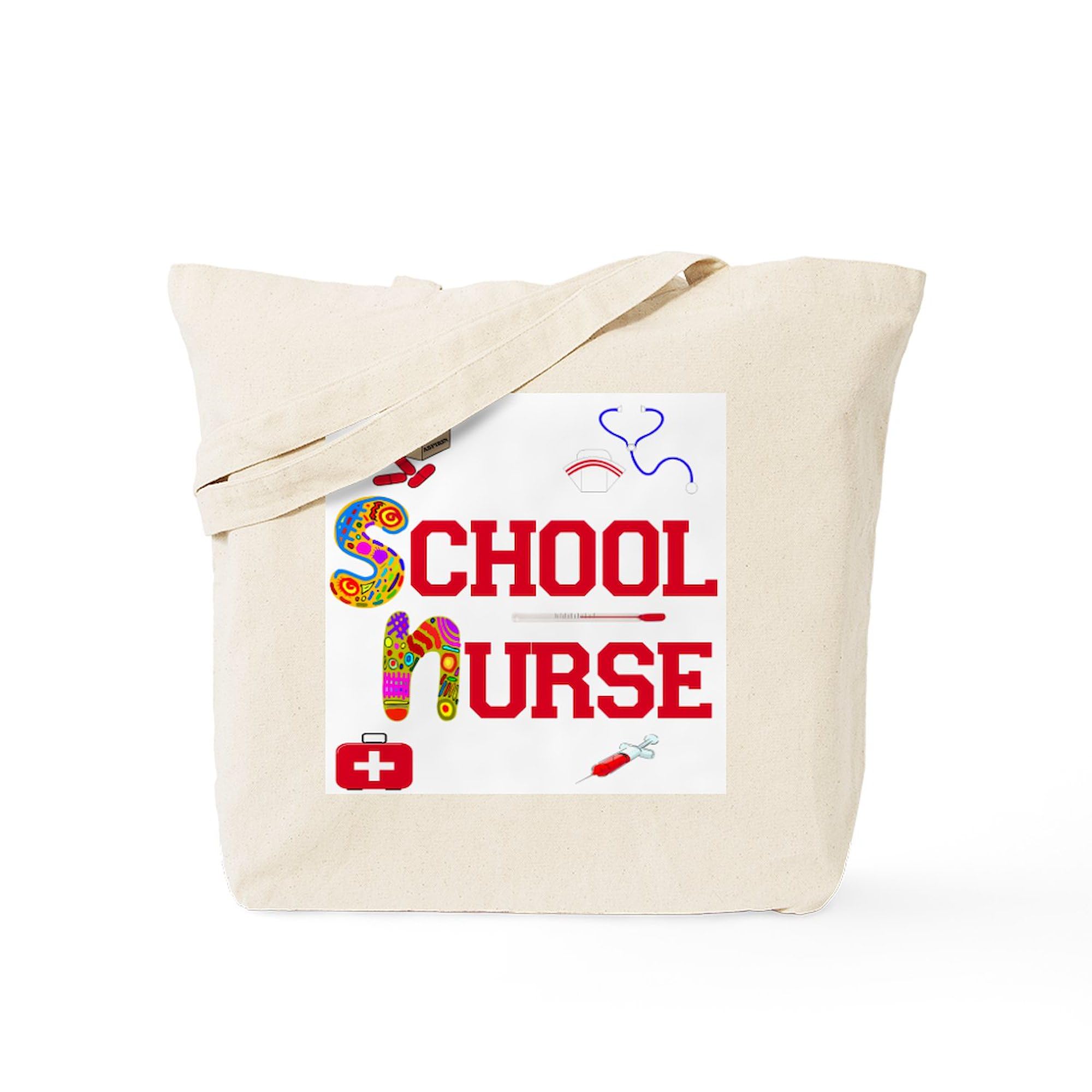 School Nurse Tote Bag - Natural Canvas Reusable Shopping Bag for Medical Professionals | Perfect for Work, Hospital Duty & Everyday Use