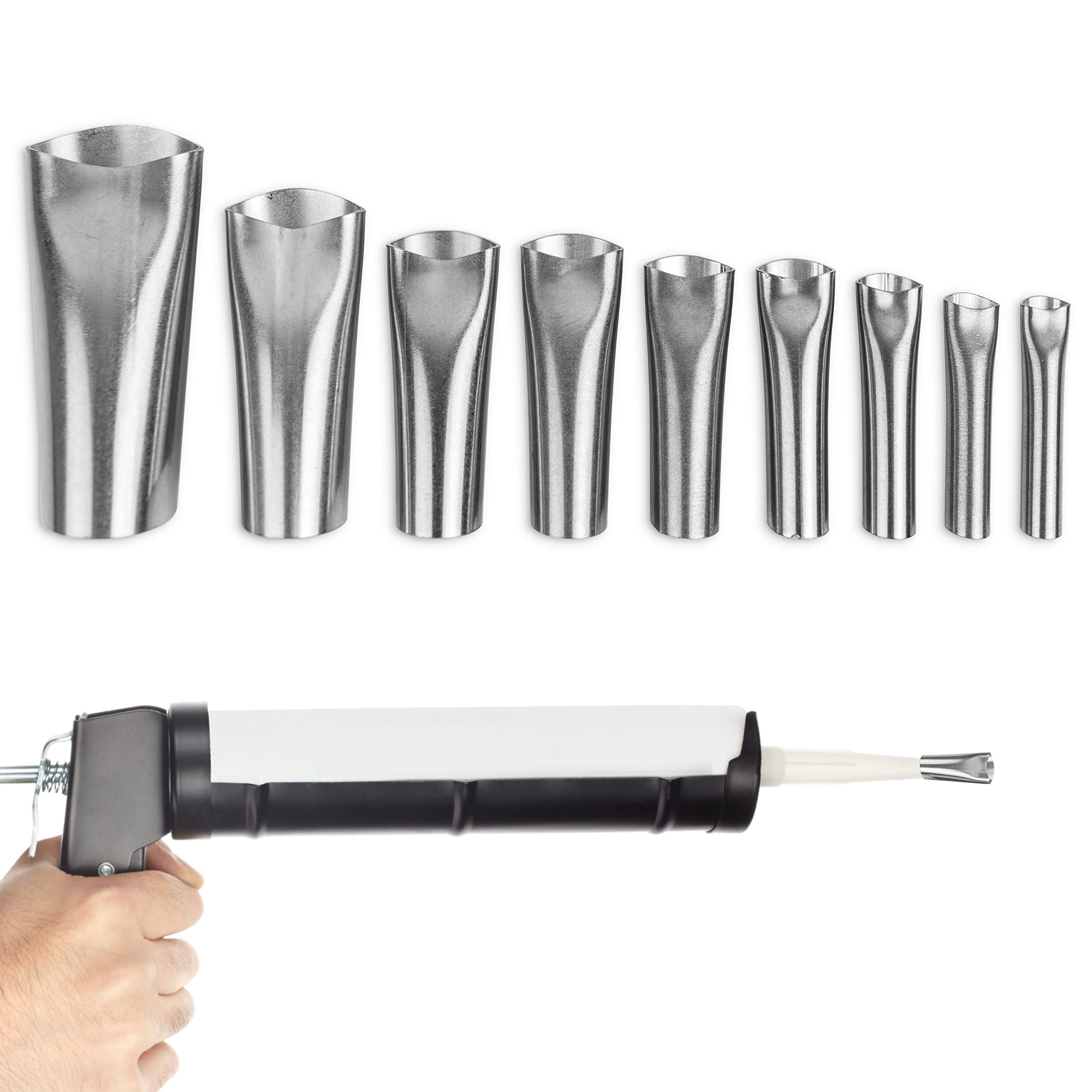 Stainless Steel Caulking Nozzles for Silicone Gun Cartridge - 5-20mm Working Size, Adhesive & Sealant Finishing Tool, Multi-Size Silicone Sealant Applicator - Perfect for Home Repairs, Bathroom Waterproofing & DIY Projects