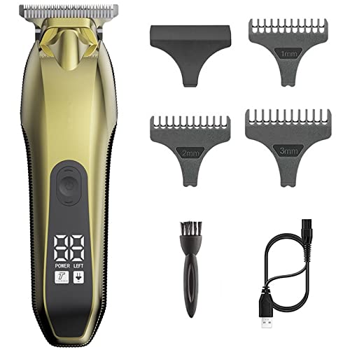 Professional Hair Clippers for Men - Rechargeable Electric Trimmer with LED Screen, Washable Design & Strong Power Steel Cutter Head (Gold) - Perfect for Home Haircuts, Barber Shops & DIY Grooming