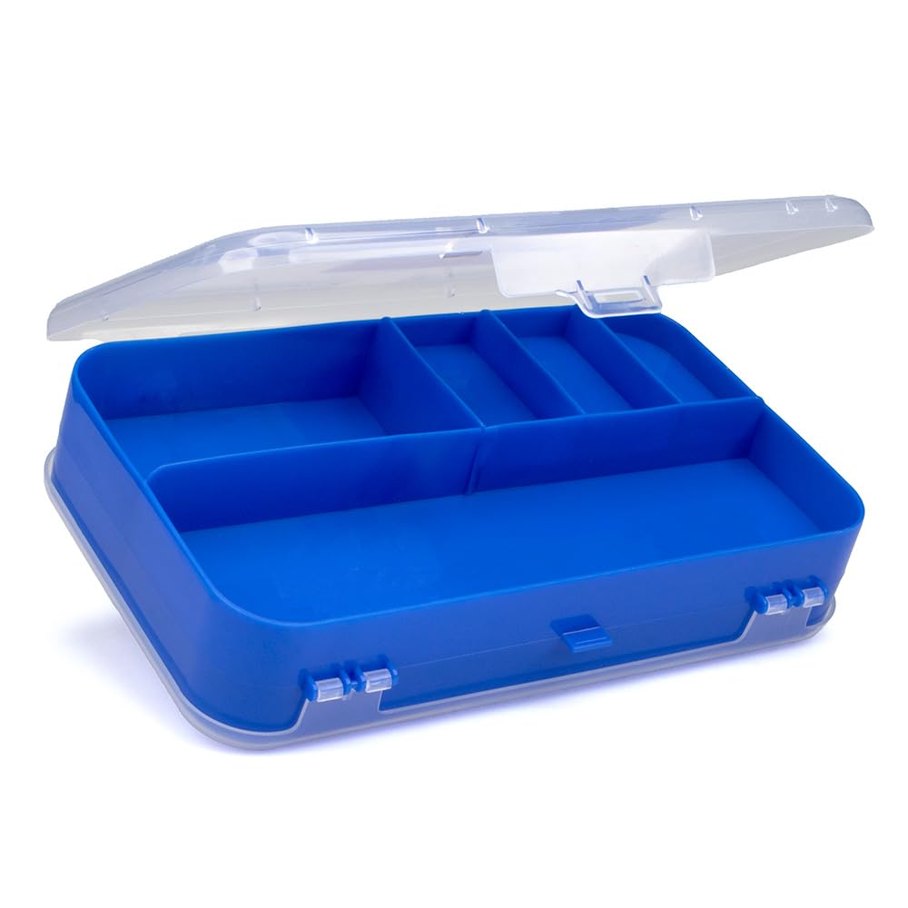 Craft County Transparent Double-Sided Pencil Box - School & Office Supplies Organizer for Pens, Markers, Art Tools - Perfect for Students, Artists & Professionals (Blue)