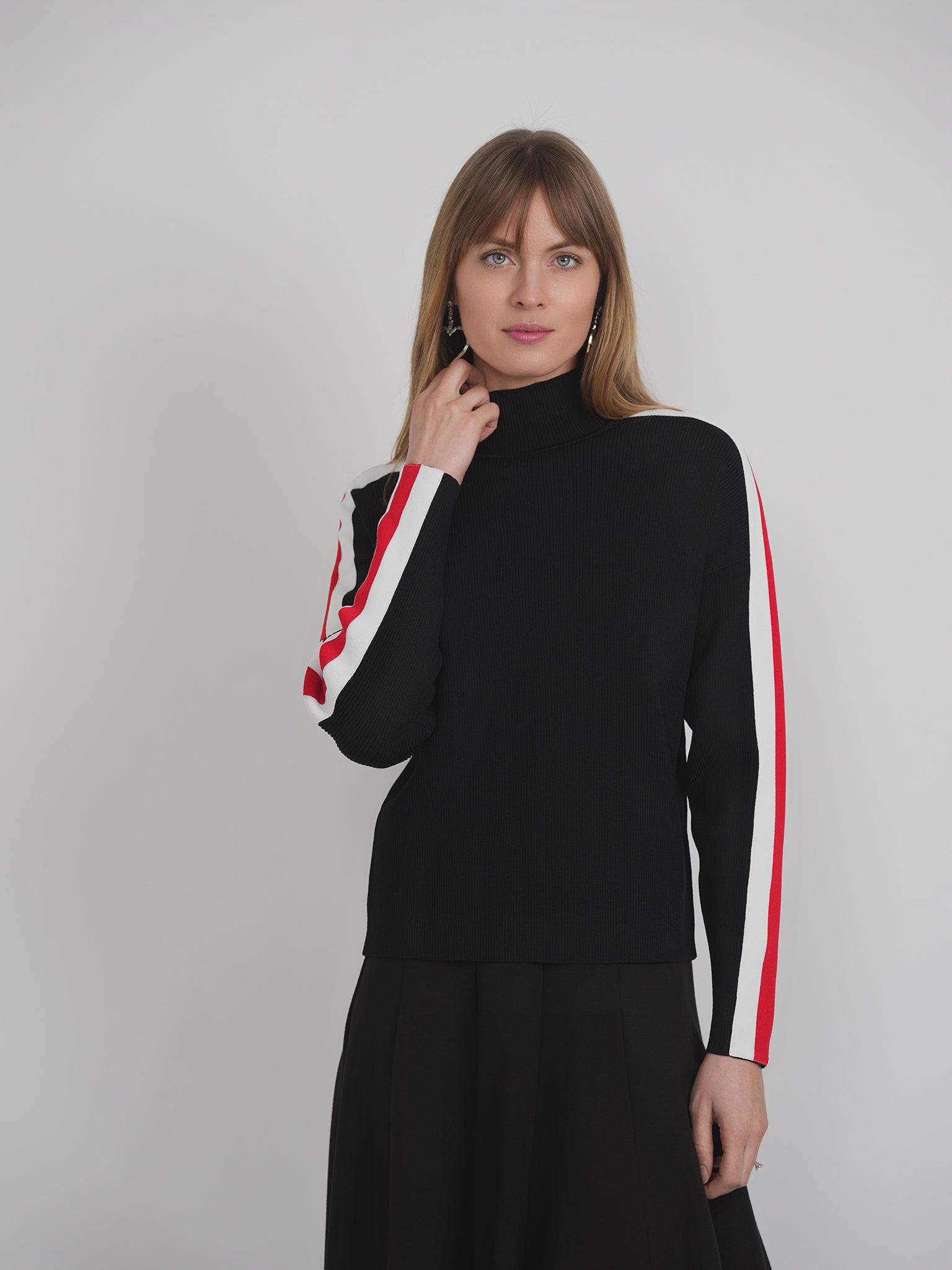 Stylish Striped Rib Knit Sweater for Women | Cozy Winter Pullover | Perfect for Casual Outfits & Layering