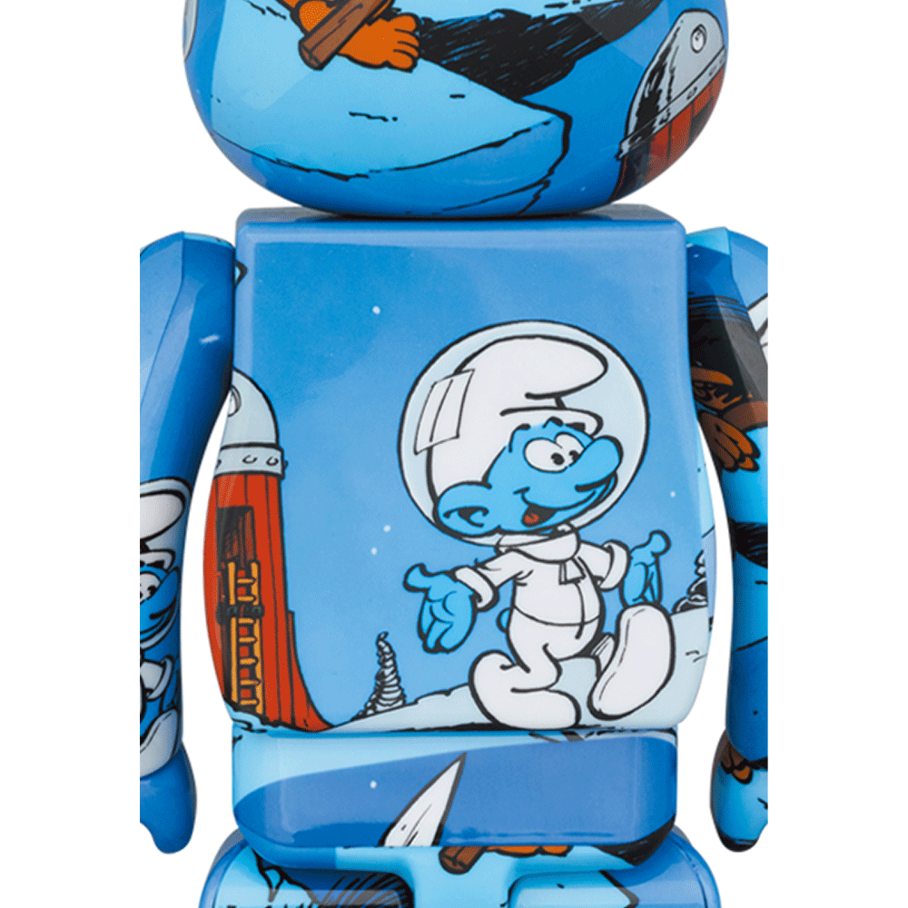 400% + 100% Bearbrick Les Schtroumpfs Le Cosmoschtroumpf Collectible Vinyl Art Toy - Perfect for Smurfs Fans and Anime Collectors - Great for Display in Home, Office or Gaming Room Decor