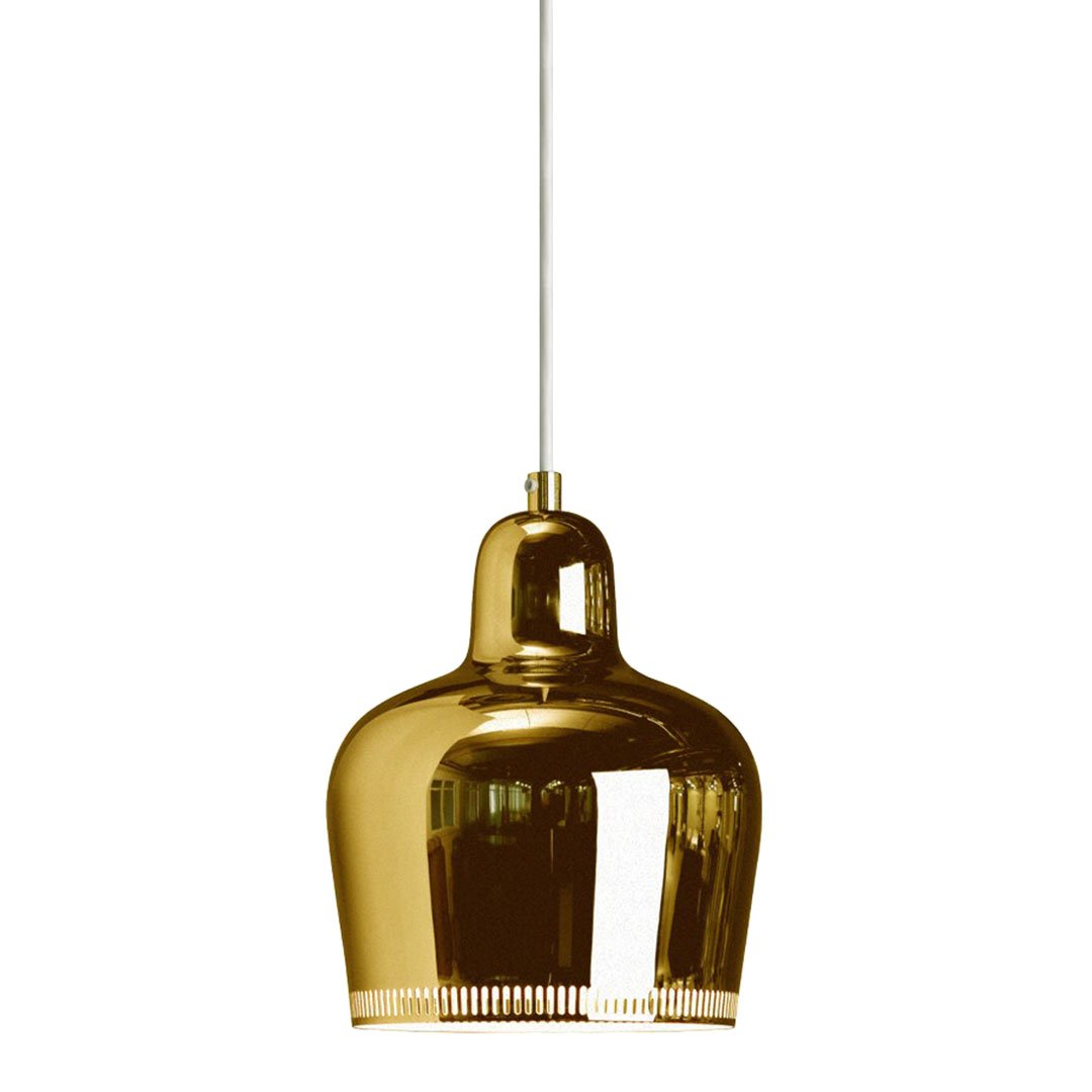 Golden Bell Pendant Light A330S - Vintage Brass Ceiling Hanging Fixture for Dining Room, Bedroom, Kitchen Island & Foyer Lighting