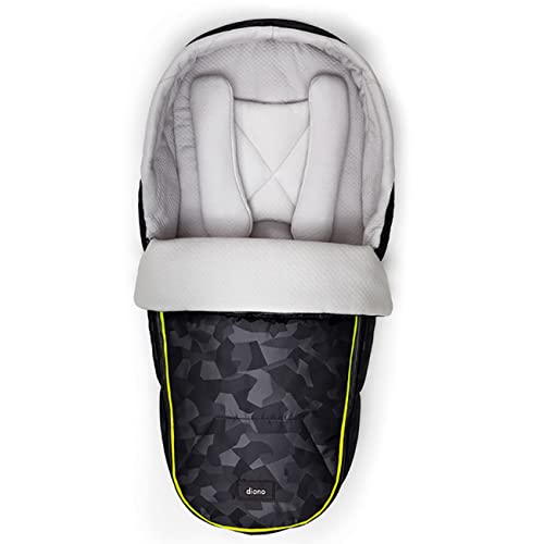 Diono Universal Newborn Pod for Baby Stroller - Temperature Regulating, Water Resistant Lining with Head & Body Support - Adjustable & Removable Luxury Footmuff (Black Camo) - Perfect for Stroller Rides, Outdoor Walks & Traveling with Infants