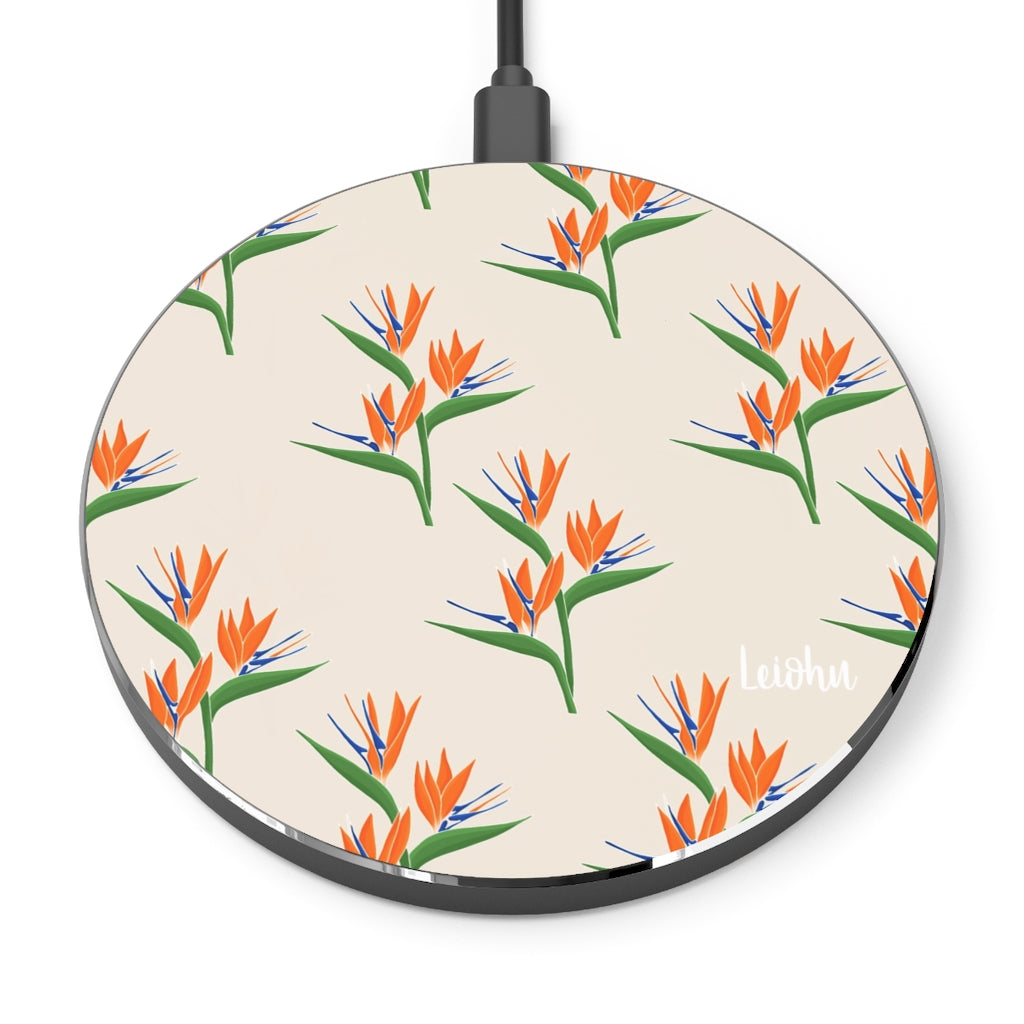 Premium Bird of Paradise Wireless Charger - 15W Fast Qi Charging Pad for iPhone, Samsung, AirPods - Perfect for Home, Office & Travel