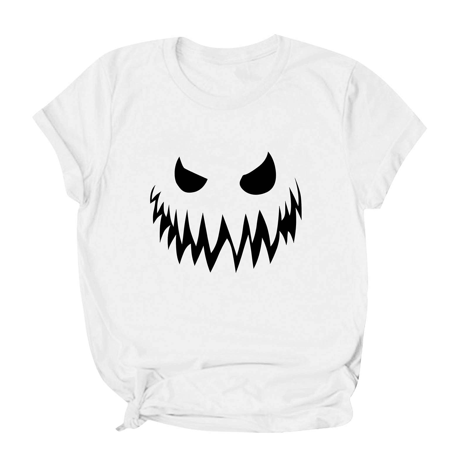 FMCHICO Women's Halloween Graphic T-Shirt - Cute Short Sleeve Loose Fit Tee for Summer & Fall - Perfect for Costume Parties, Trick or Treating & Spooky Season Outfits