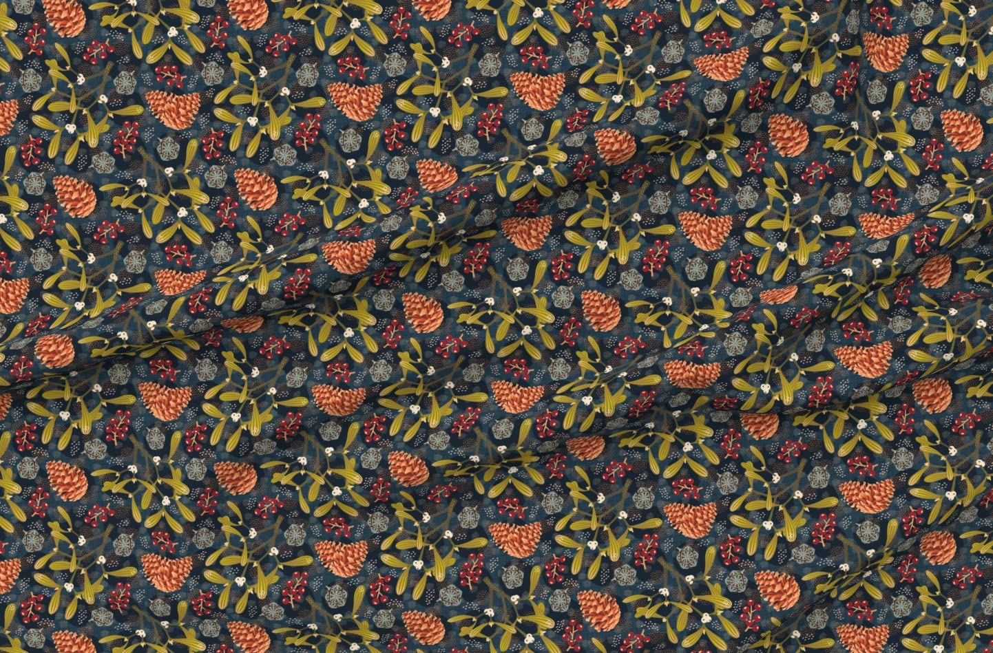 Winter Christmas Flora Berries Printed Minky Fabric by The Yard - Soft Plush Fabric for Sewing Baby Blankets, Quilt Backing & DIY Holiday Decorations - Spoonflower Premium Fabric