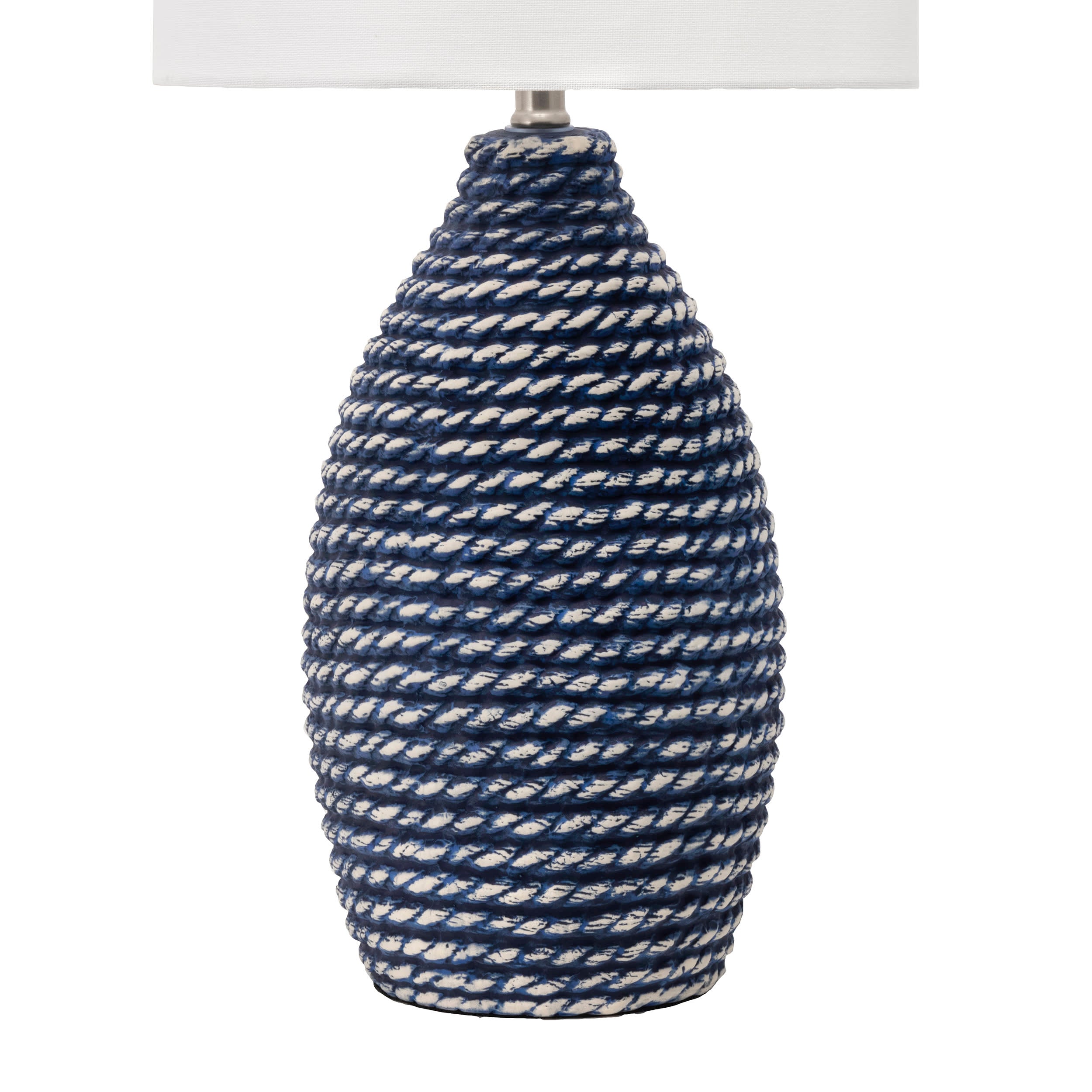 27 Inch Ceramic Coiled Texture Table Lamp - Modern Blue Accent Light for Bedroom, Living Room & Office Decor