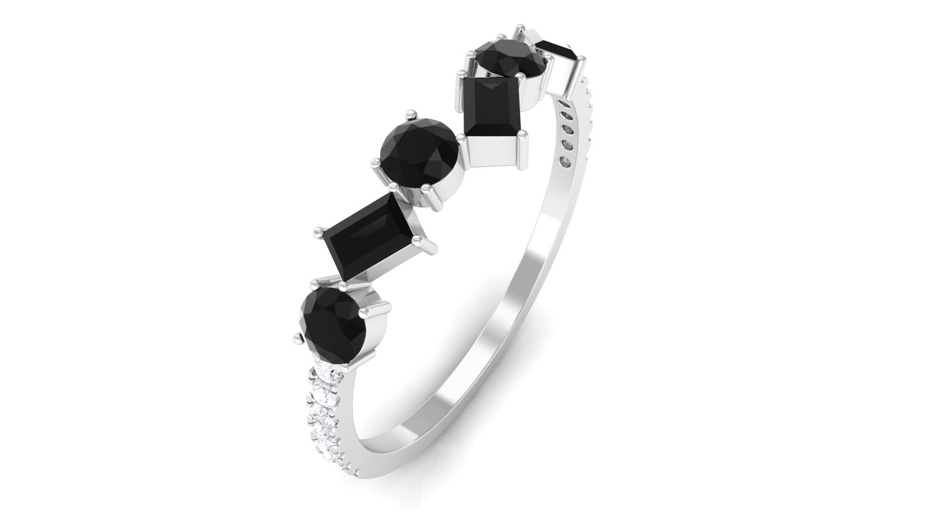 1/2 CT Black Onyx & Diamond 14K Solid Gold Ring – Elegant Black Onyx Half Eternity Band for Women, Perfect for Weddings, Anniversaries & Special Occasions