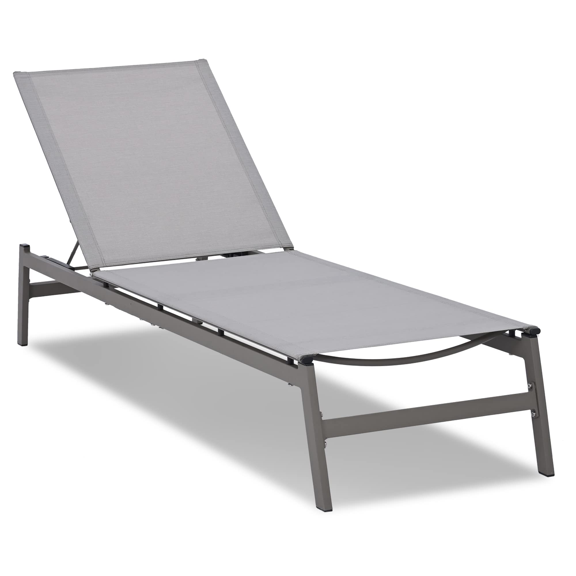 **HAPPATIO Patio Chaise Lounge Chair - Breathable Textilene Fabric, All-Weather Outdoor Chaise for Patio, Backyard, Porch, Garden & Poolside (Light Gray) - Perfect for Sunbathing, Relaxing & Lounging**