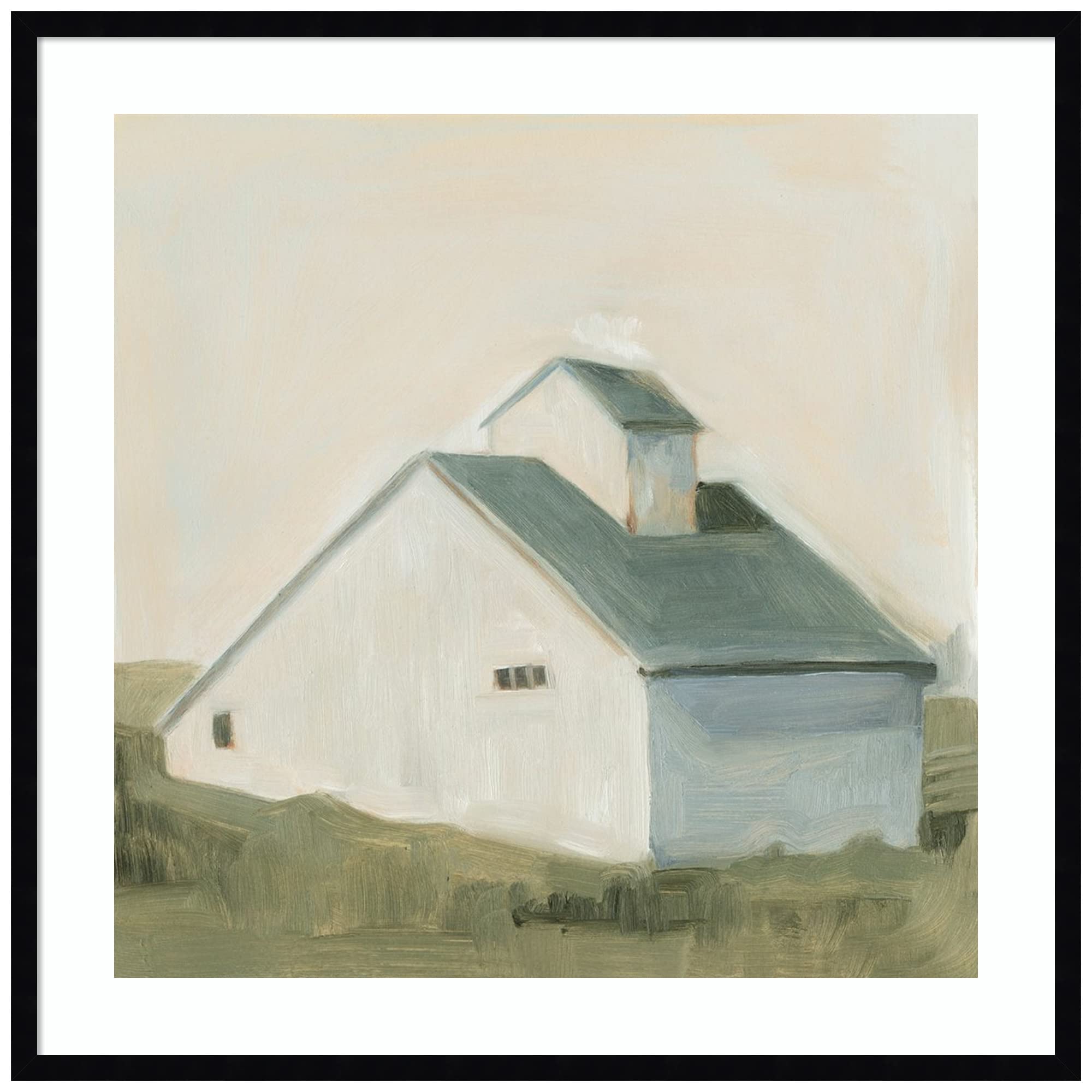 Emma Scarvey Serene Barn I Wood Framed Wall Art Print - 33x33 Inch Large Black Frame - Perfect for Living Room, Bedroom & Office Decor