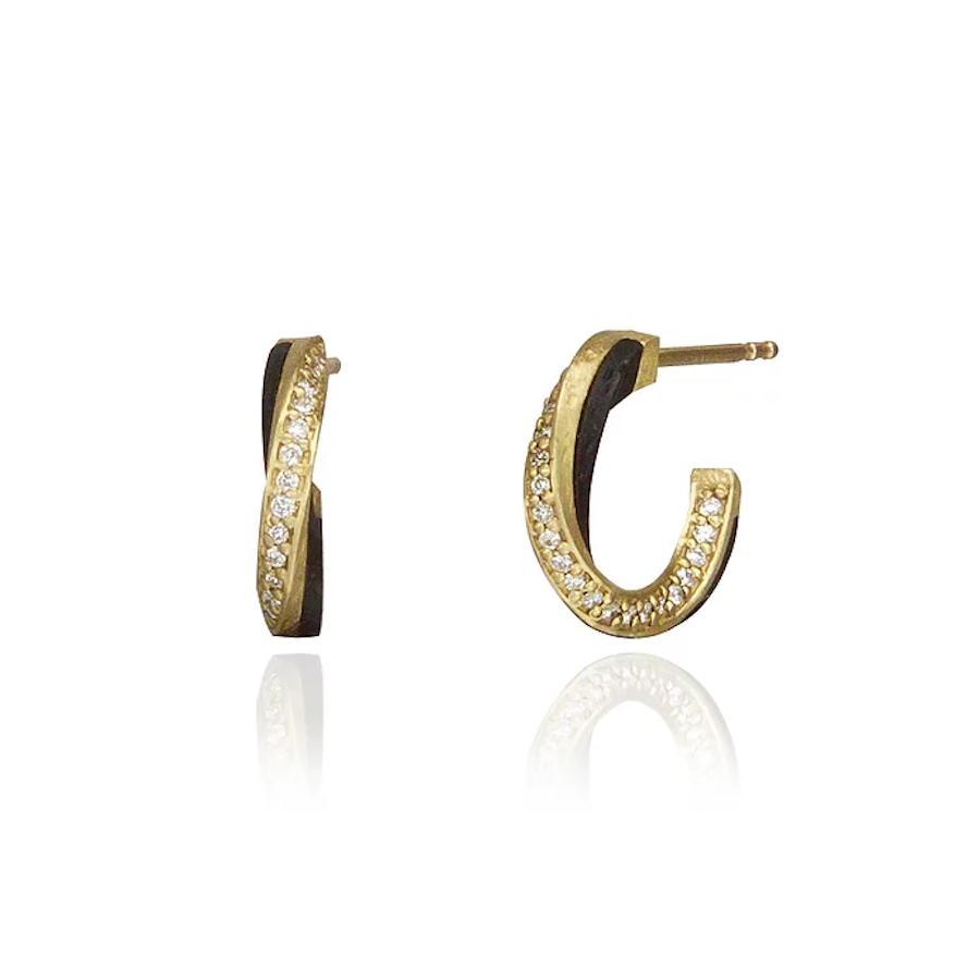 Eclipse Small Diamond Hoop Earrings - 14K Gold Dainty Hoop Earrings for Women, Minimalist Everyday Jewelry Gift | Perfect for Work, Date Night & Special Occasions