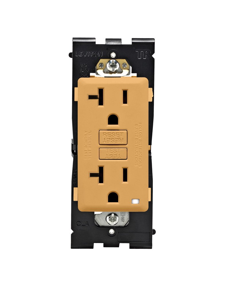 Leviton REG20-TC Renu 20-Amp Tamper-Resistant GFCI Outlet, 125VAC, Toasted Coconut - Ideal for Bathrooms, Kitchens & Outdoor Use