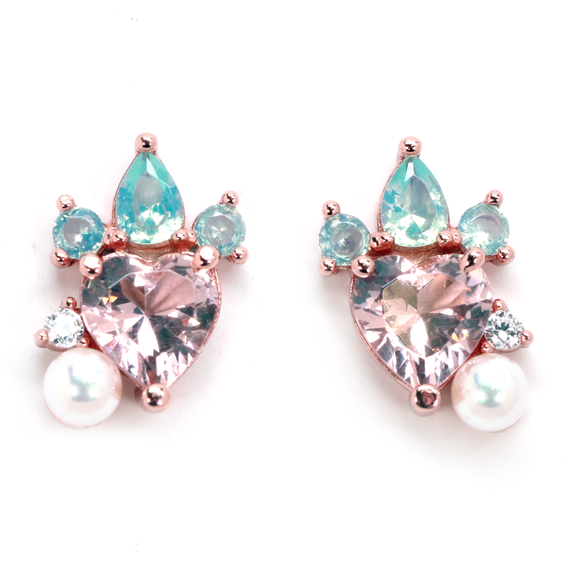 Strawberry Pearl Stud Earrings - Freshwater Pearl Dainty Earrings for Women, Cute Floral Jewelry Gift for Her - Perfect for Valentine's Day, Birthday & Everyday Wear