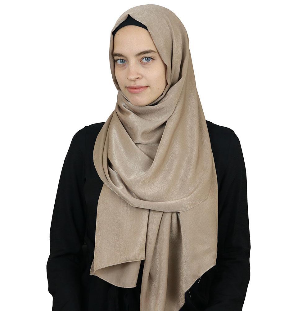Premium Bamboo Satin Hijab Shawl - Soft & Breathable Beige Scarf for Women | Perfect for Daily Wear, Prayer, and Special Occasions