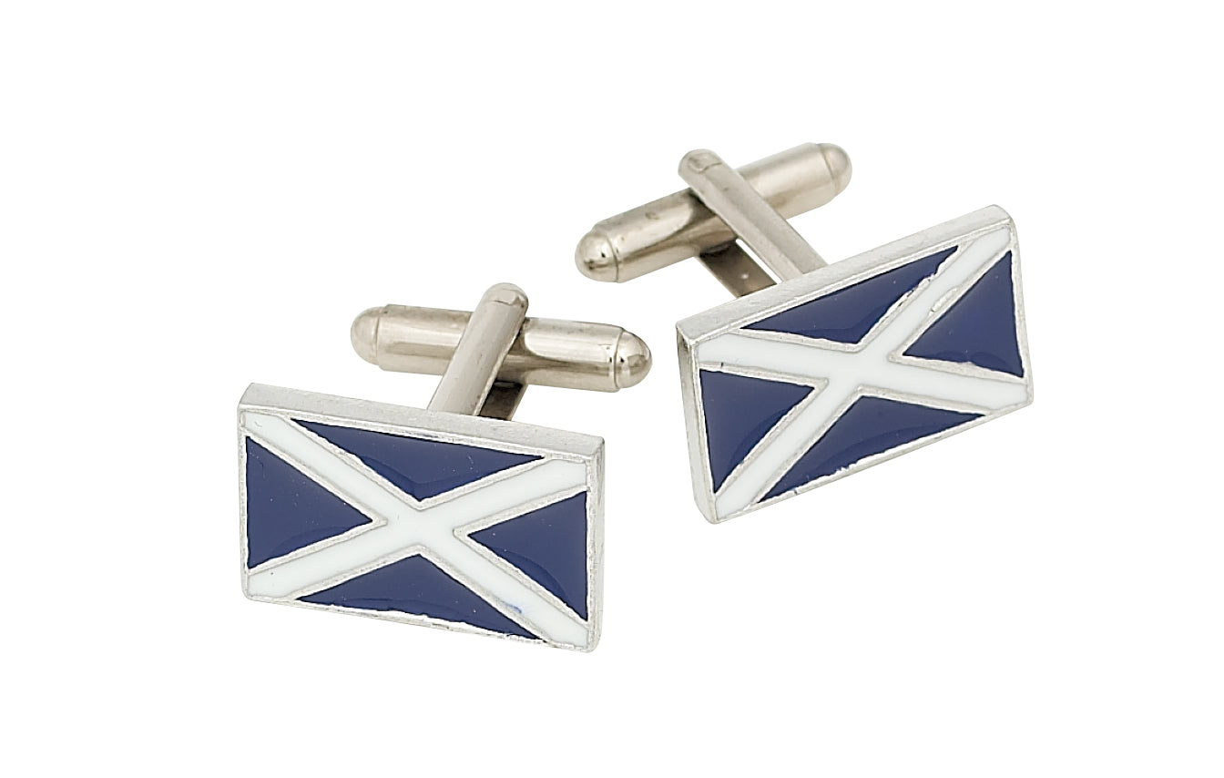 Saltire Cufflinks for Men - Scottish Flag Design Stainless Steel Dress Shirt Accessories - Perfect for Weddings, Business Meetings & Formal Events