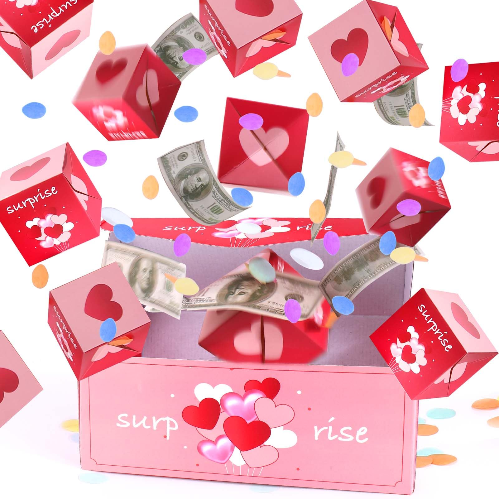 BABORUI Mother's Day Gift Box - Exploding Surprise Box with Confetti & Cash Holder - Unique Money Gift for Mom, Wife, Grandma - Perfect for Birthday, Anniversary & Special Occasions
