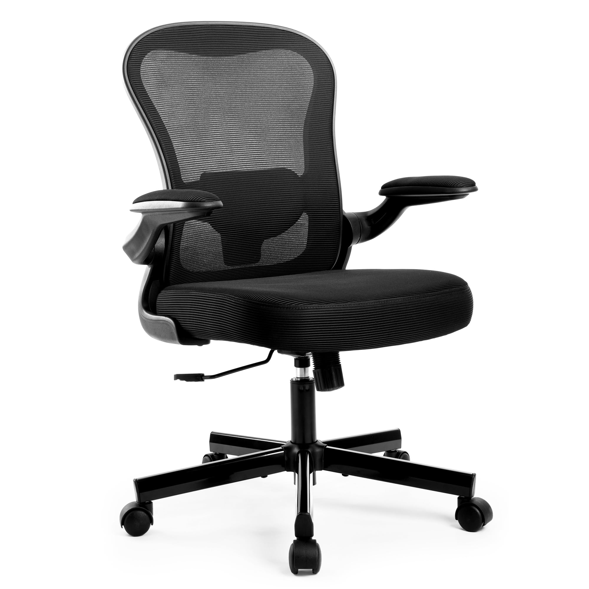 MAISON ARTS Ergonomic Office Chair - Adjustable Lumbar Support Mesh Desk Chair with Flip-Up Armrests & Swivel Base - Comfortable Task Chair for Home Office, Gaming, and Workspace