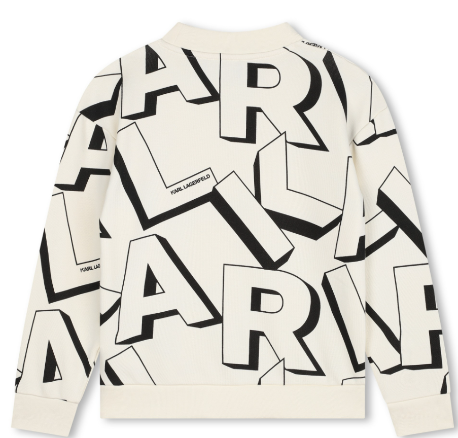 KARL LAGERFELD Allover Print Sweatshirt for Women - Stylish Graphic Hoodie with Signature Logo - Perfect for Casual Wear, Street Fashion & Everyday Outfits (Size 2-14)