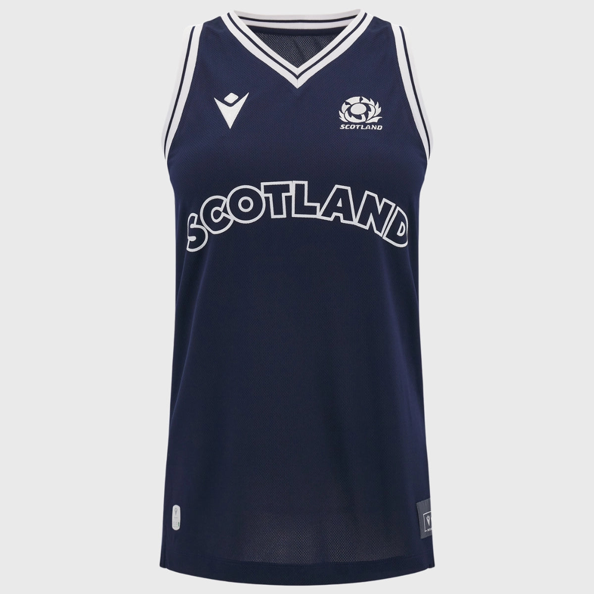 Scotland Rugby Women's Basketball Jersey - Macron Navy Blue Performance Singlet for Rugby & Basketball Training | Gym Workout & Sports Apparel
