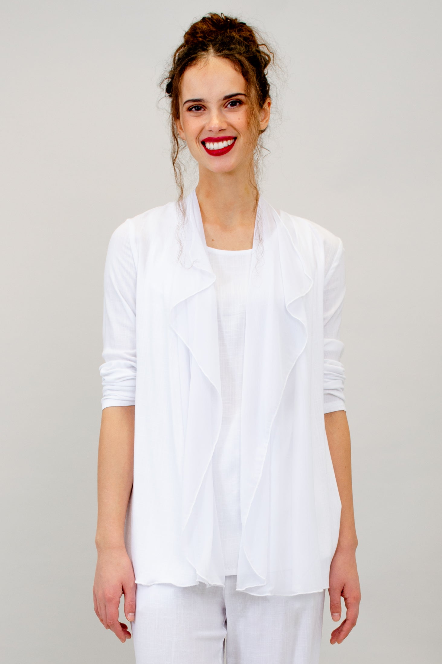 Premium Diana Jacket - White Linen Bamboo Blend Women's Lightweight Coat for Spring & Summer Outdoor Activities