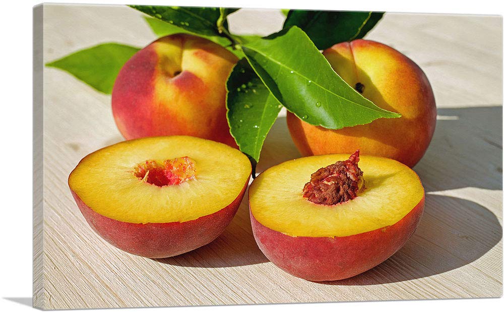 ARTCANVAS Peaches Fruit Wall Art - 40x26 Inch Framed Canvas Painting, Giclee Print Home Decor for Living Room, Bedroom & Office - Ready to Hang Stretched Artwork (0.75