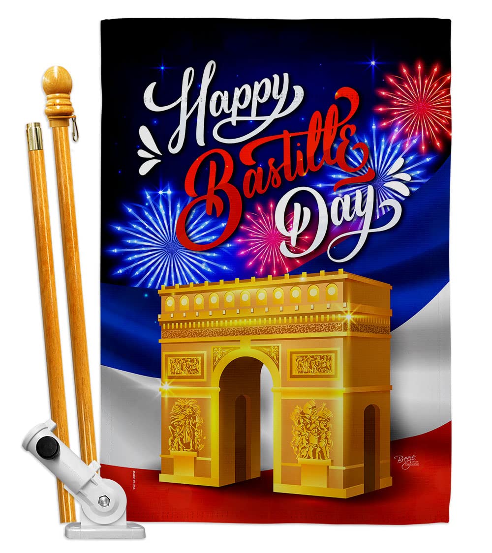 Bastille Day French Flag Set - Double-Sided Garden Decor for National Celebration