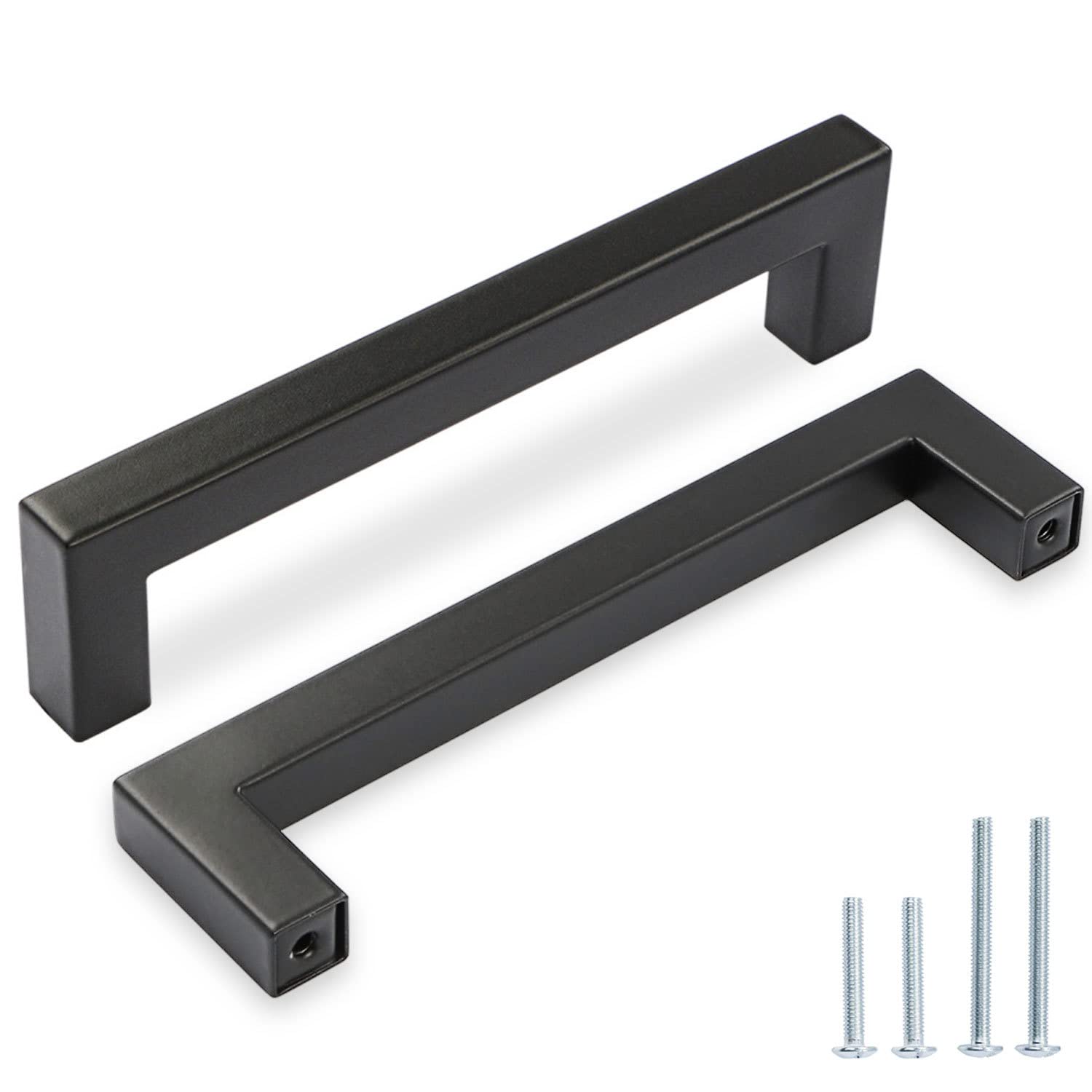 45 Pack Matte Black Cabinet Pulls - 5 Inch Hole Center, Modern Kitchen & Dresser Drawer Handles - Durable Cupboard Hardware for Cabinets, Wardrobes & Furniture (Black Drawer Pulls)