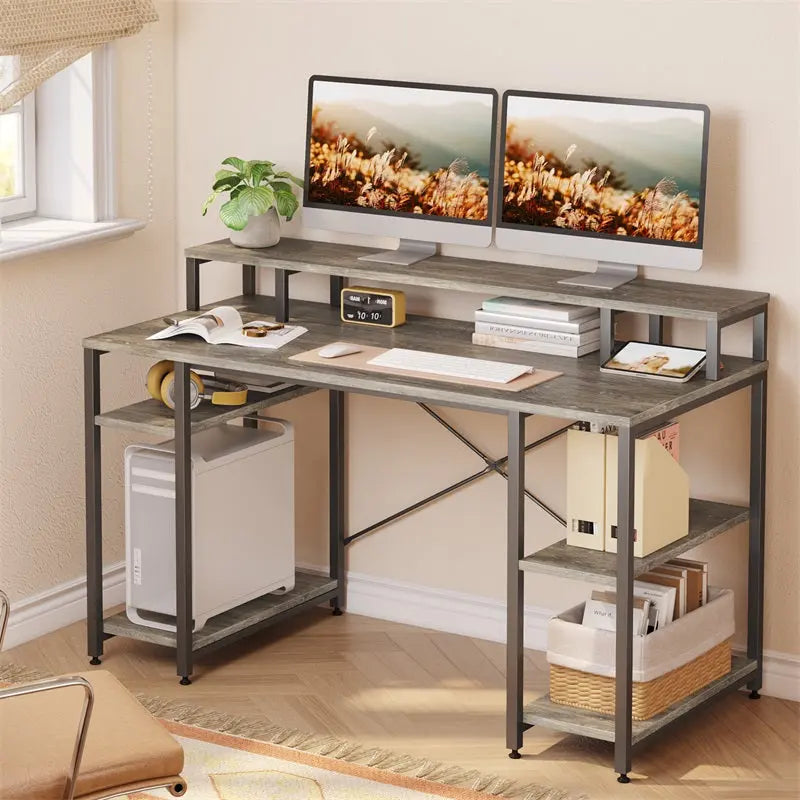 Bestier Home Office Desk with Monitor Shelf - Ergonomic Computer Desk for Small Spaces, Study & Workstation - Perfect for Remote Work, Gaming & Office Setup