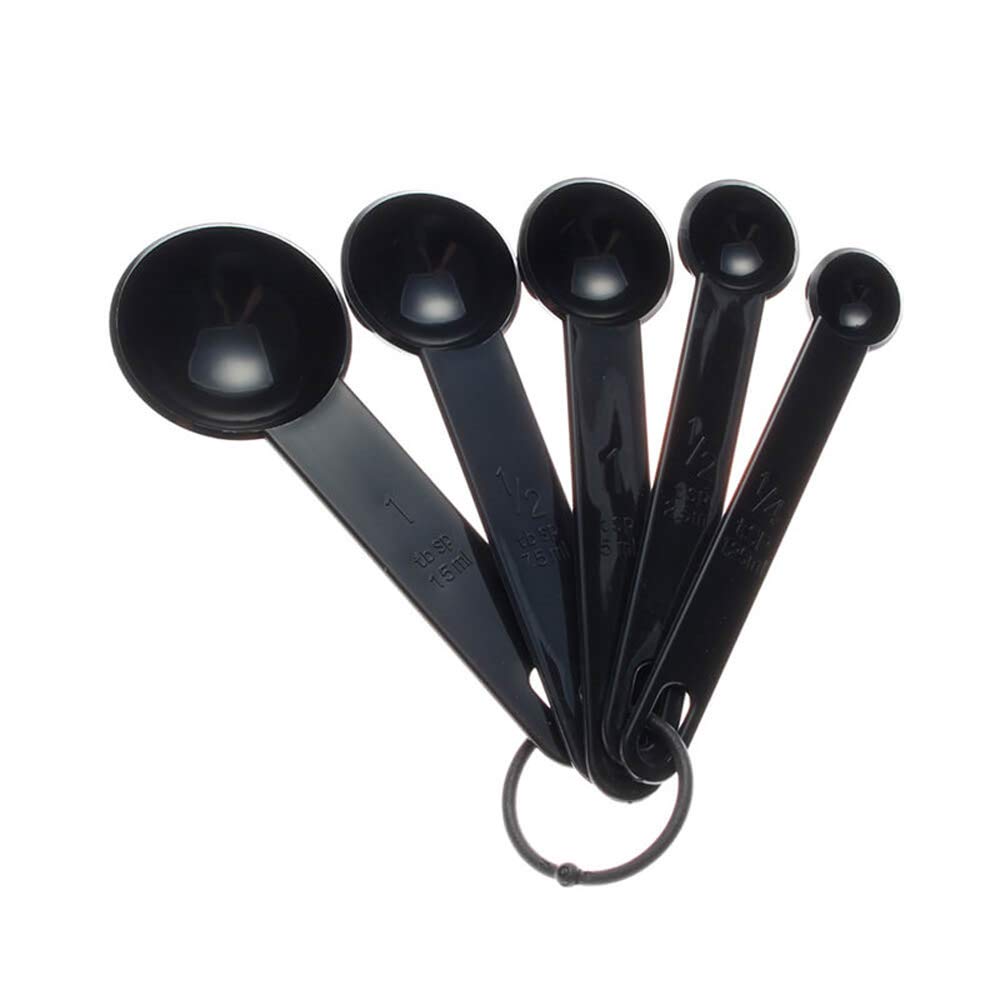 Long Handle Measuring Spoons Set - 5 Piece Plastic Kitchen Measuring Cups with Scale for Coffee, Tea & Seasoning | Durable & Practical Kitchen Accessories for Baking, Cooking & Meal Prep