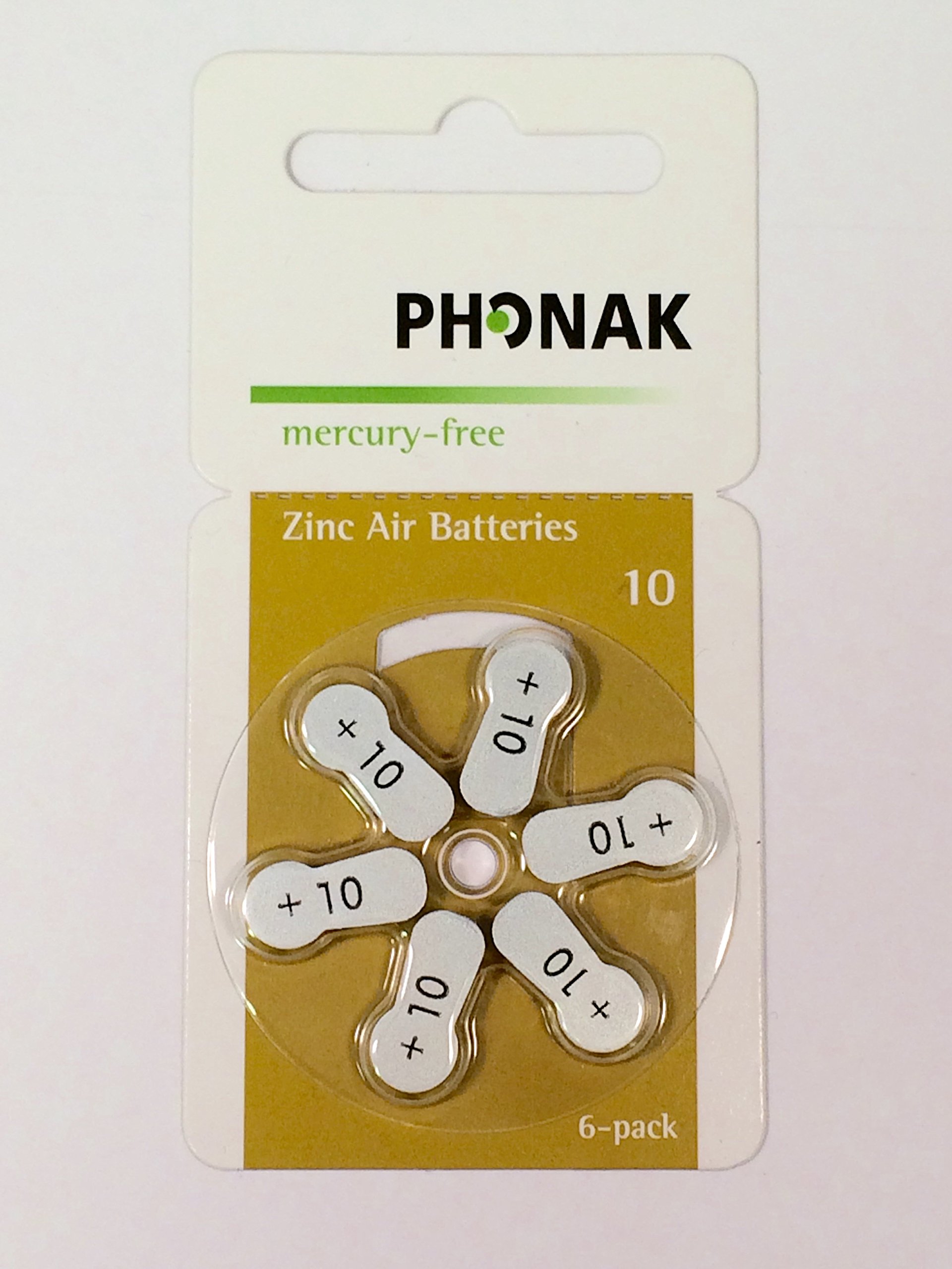 Phonak Mercury-Free Size 10 Zinc Air Hearing Aid Batteries - 6 Pack | Long-Lasting Power for Hearing Aids | Perfect for Travel, Daily Use & Outdoor Activities