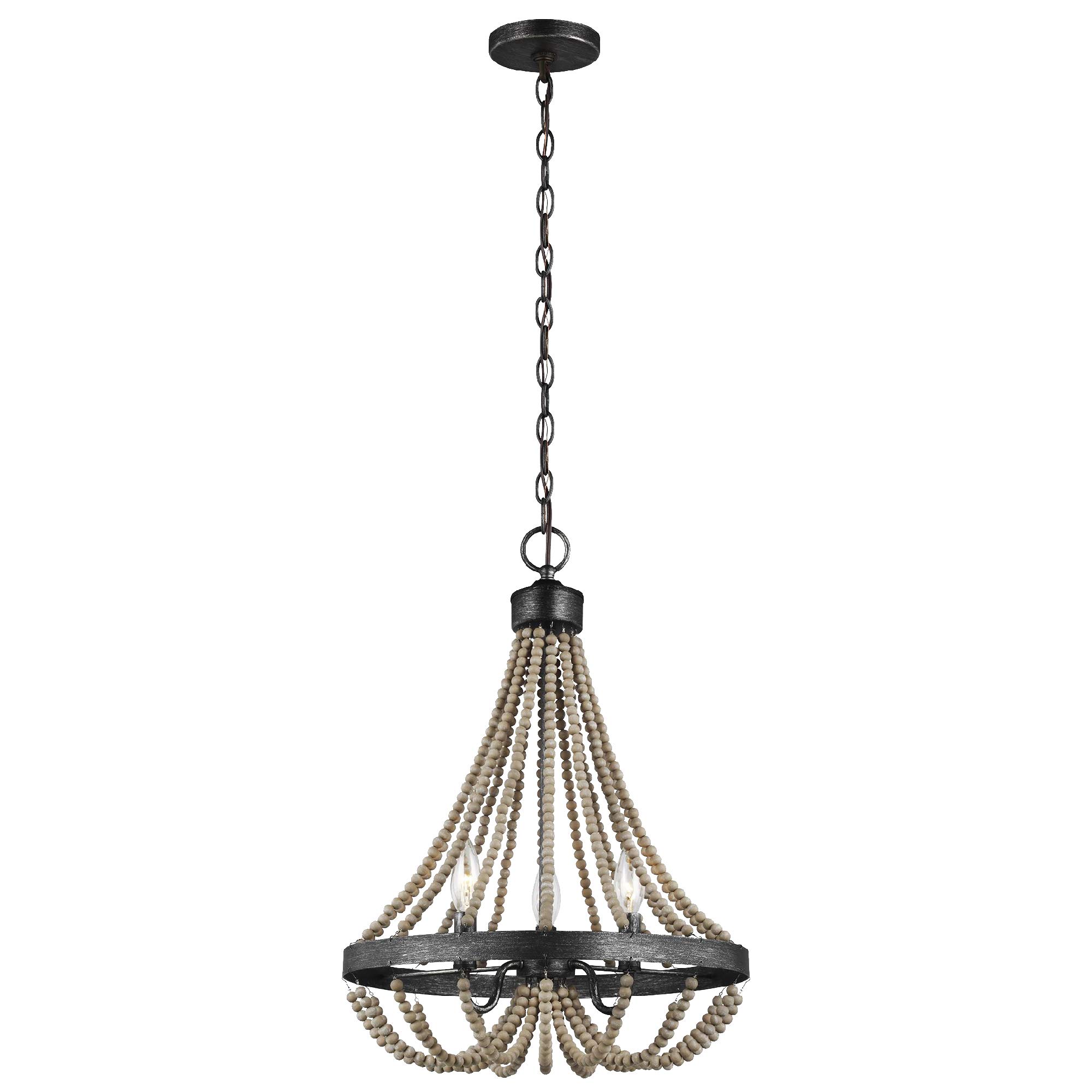 Generation Lighting 3101903EN-872 Oglesby Modern 3-Light Chandelier in Washed Pine/Stardust Finish - Perfect for Dining Room, Foyer, or Bedroom Lighting