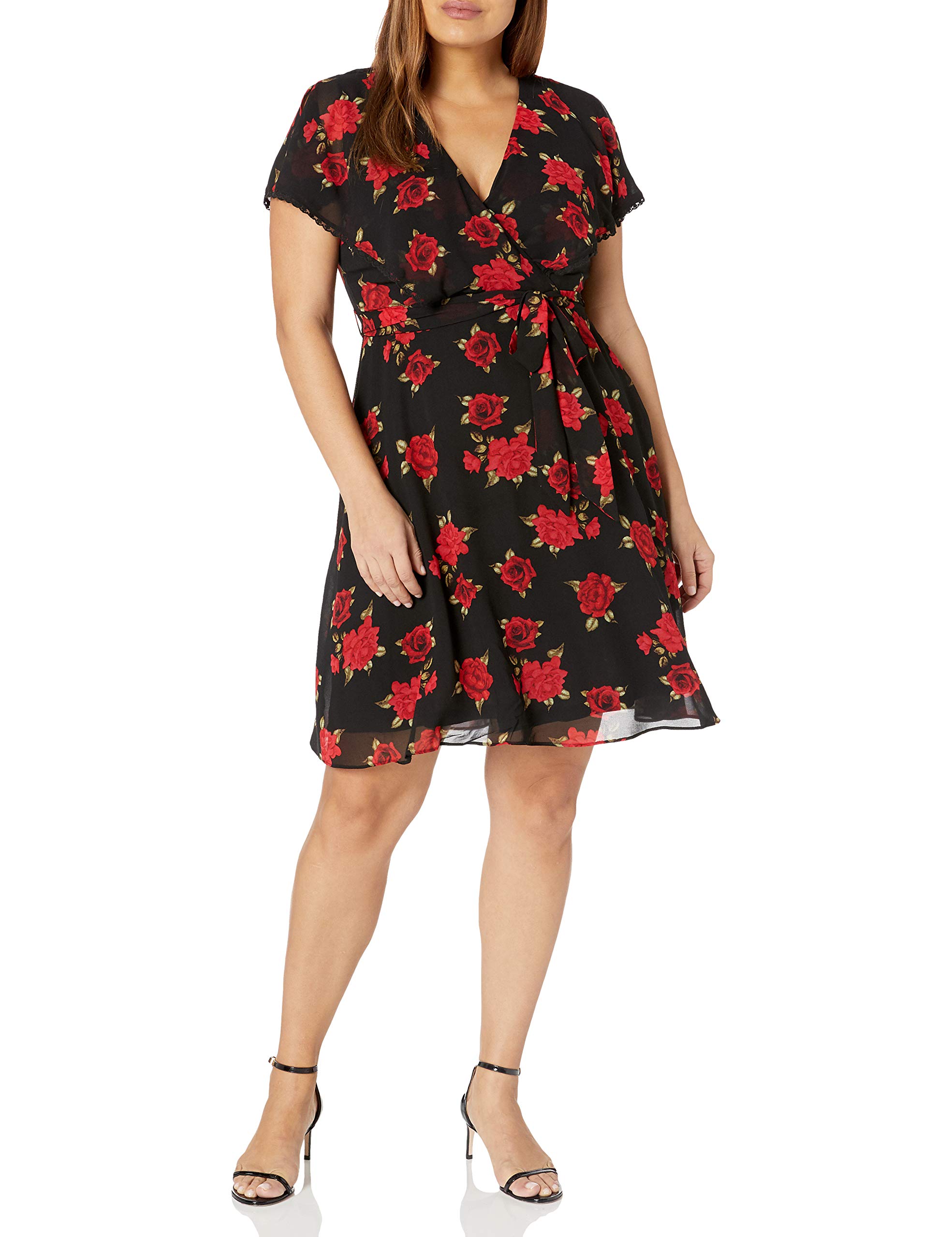 City Chic Women's Plus Size Floral Wrap Dress - Elegant Faux Wrap Neckline Summer Maxi Dress for Casual Outings & Special Occasions