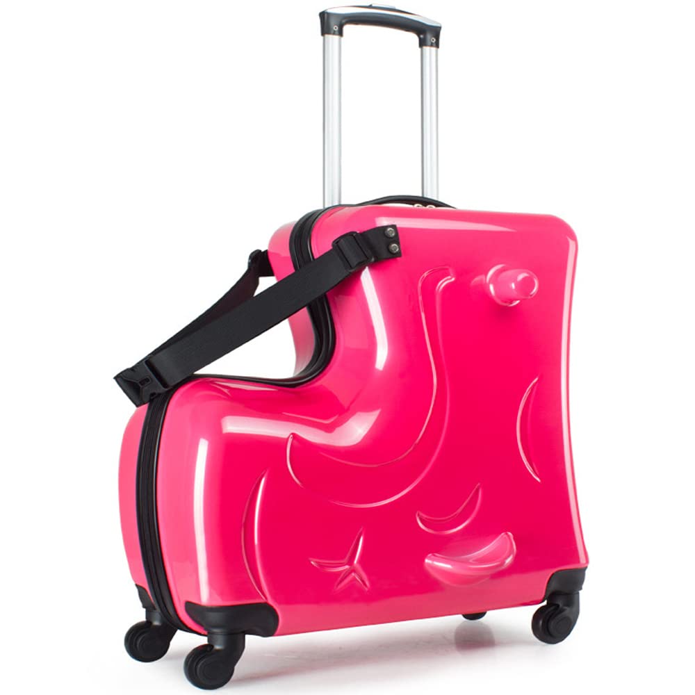 Wangbaochang2017 Kids Rideable Suitcase - 20 Inch Thickened Portable Travel Luggage for Boys & Girls (Pearl Red) - Perfect for Airplane Trips, Family Vacations & School Outings
