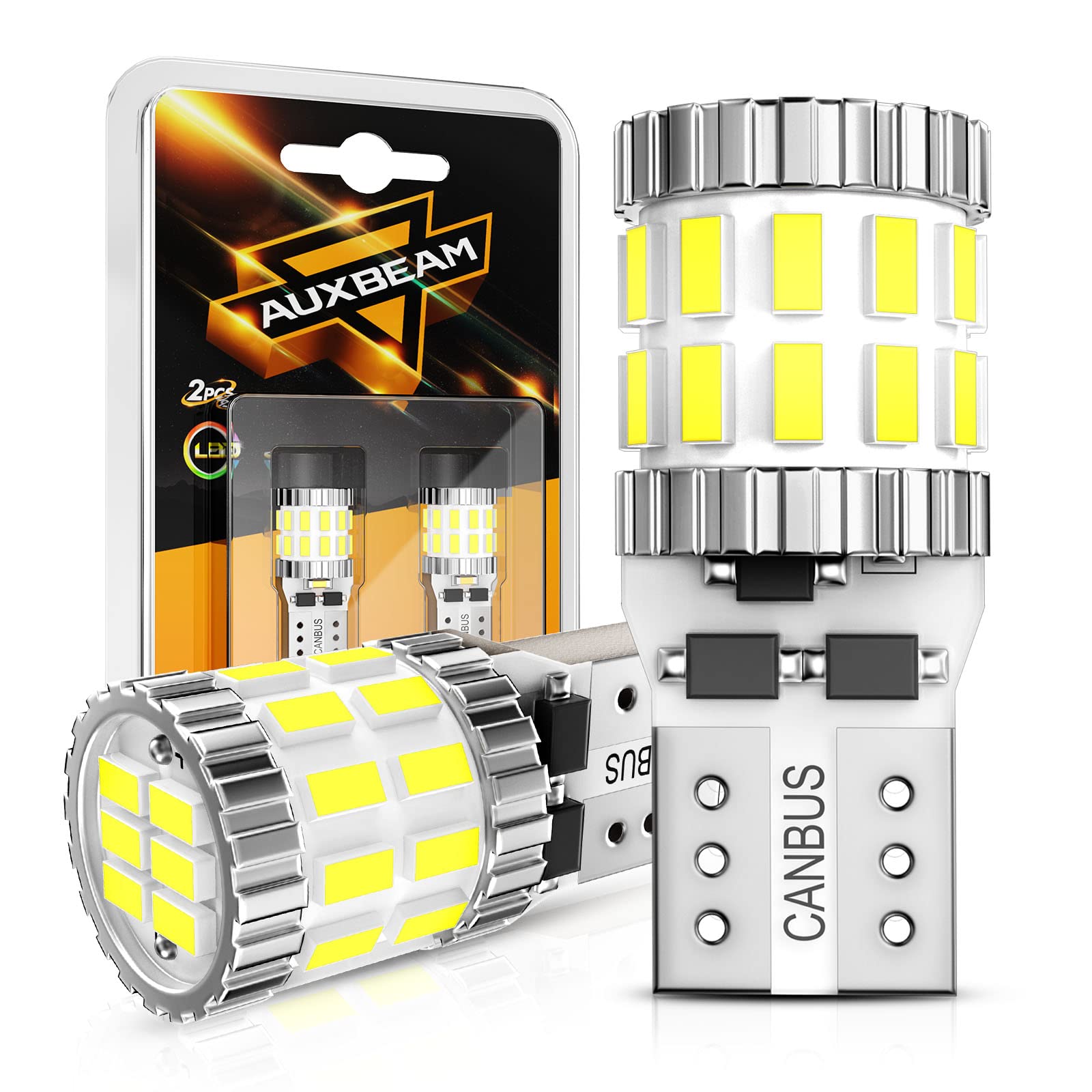 Auxbeam Upgraded 194 LED Bulbs - 400% Brighter Canbus Error Free T10 W5W 168 2825 White Light Bulbs for License Plate, Interior, Dome & Map Lights (30-SMD, Pack of 2) - Perfect for Cars, Trucks, SUVs & Motorcycles
